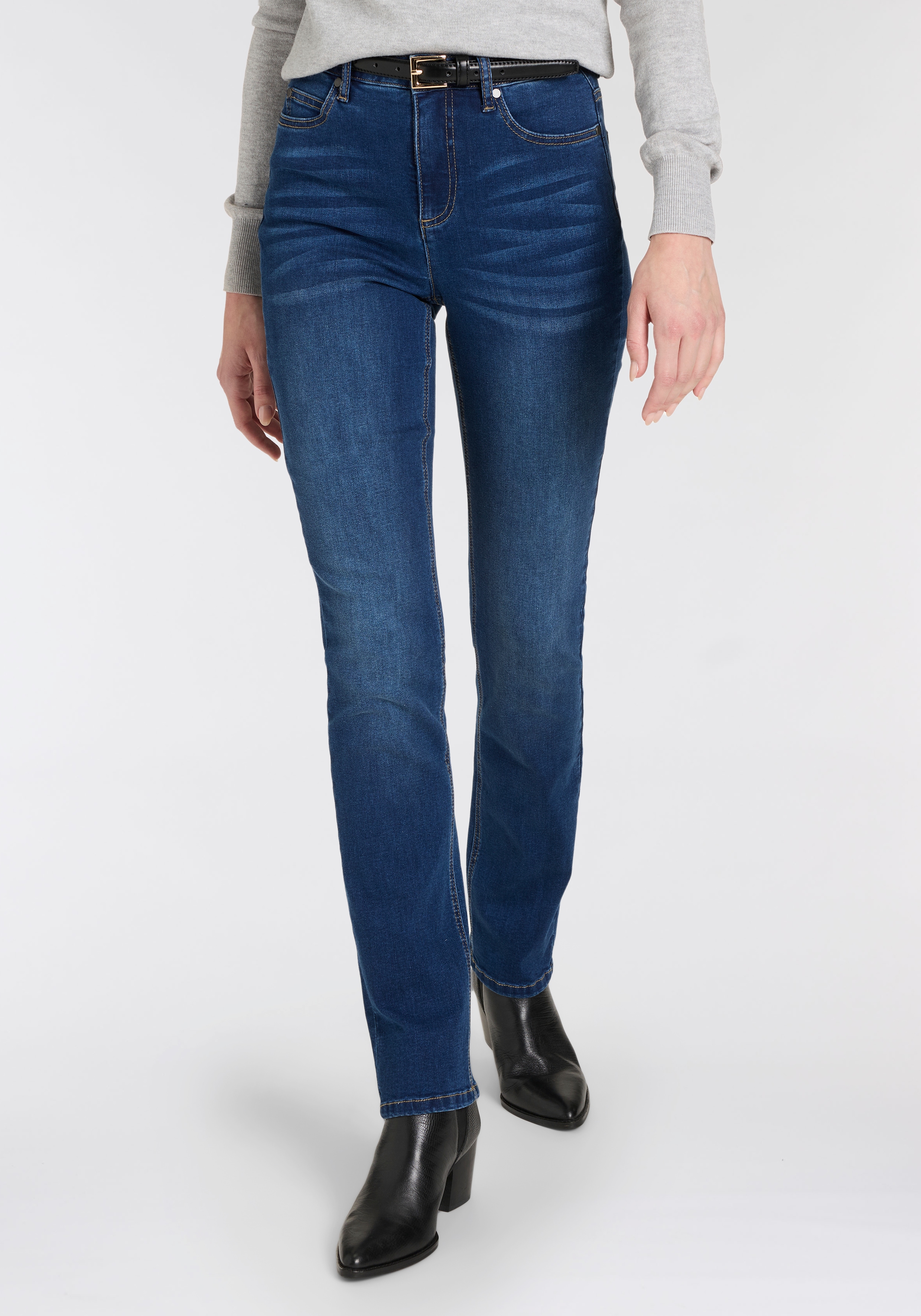 Arizona Gerade Jeans "Ultra-Stretch" Used-Look-Waschung