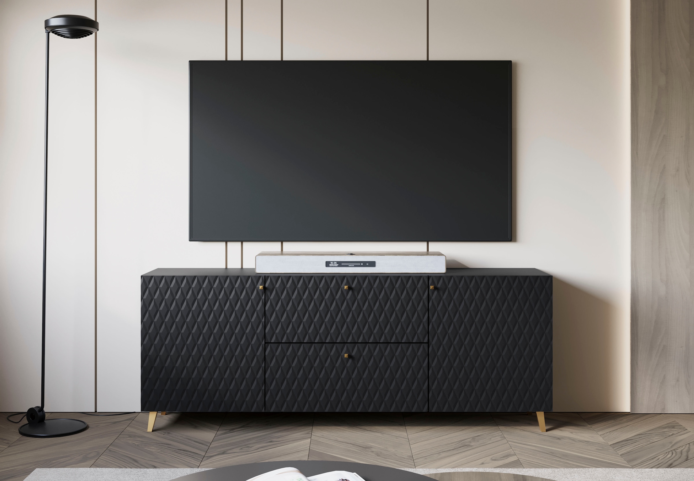 Home affaire Lowboard "Phuket, Front MDF" 2 Schubladen, 4 Türen, 6 geschlos günstig online kaufen