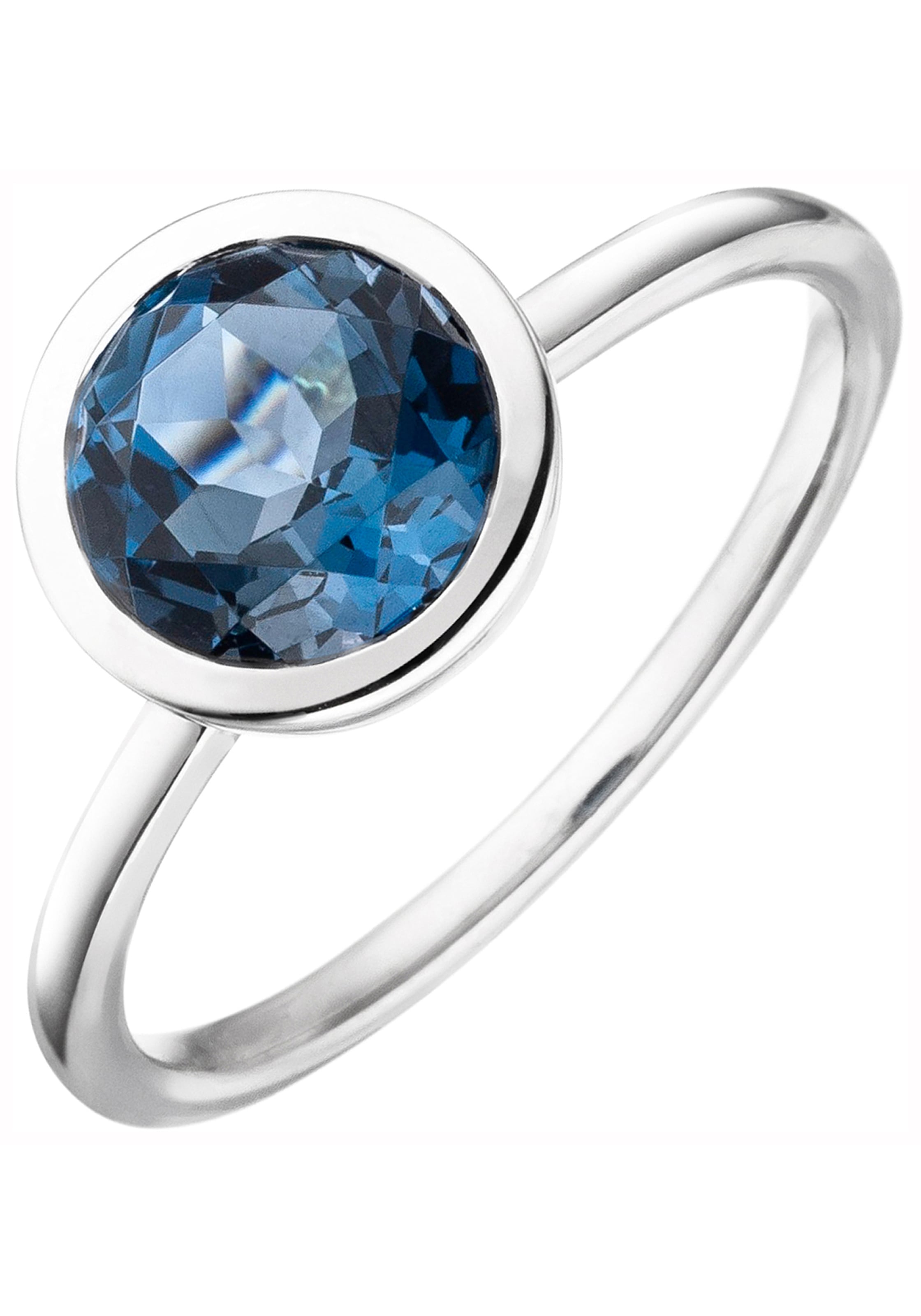 Fingerring JOBO "Ring Weißgoldring" Gr. 60, blau, Fingerringe, Damen, 60, Weißgold 585, Fingerring, 585 Weißgold mit Blautopas London Blue