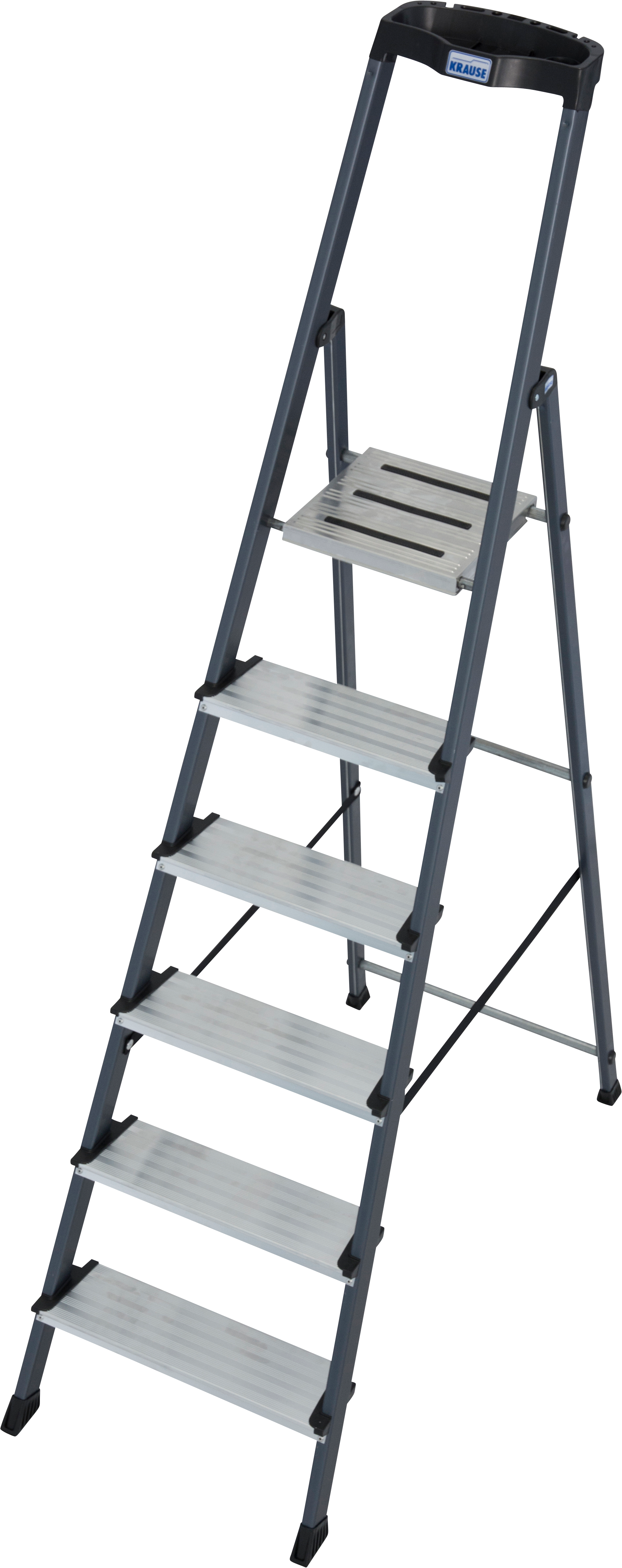 KRAUSE Stehleiter "Securo" Alu eloxiert, 1x6 Stufen, Arbeitshöhe ca. 330 cm