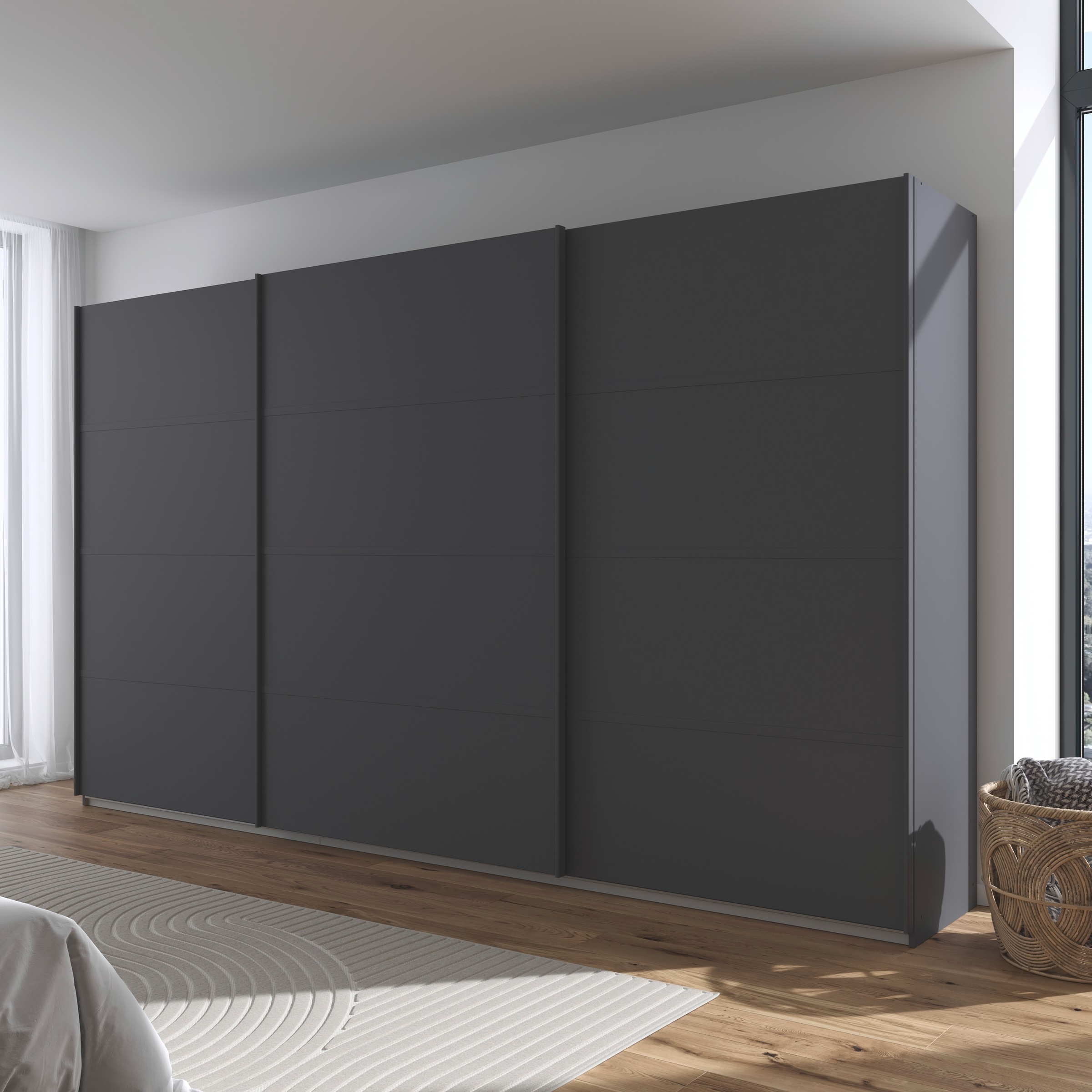rauch Kleiderschrank »Schwebetürenschrank OTTO´s Choice Garderobe Schrank TOP ANGEBOT Avola«, (in 3 verschiedenen Ausstattungen BASIC/CLASSIC/PREMIUM), mit eleganten Zierleisten in Chrom, Schwarz oder Weiß MADE IN GERMANY