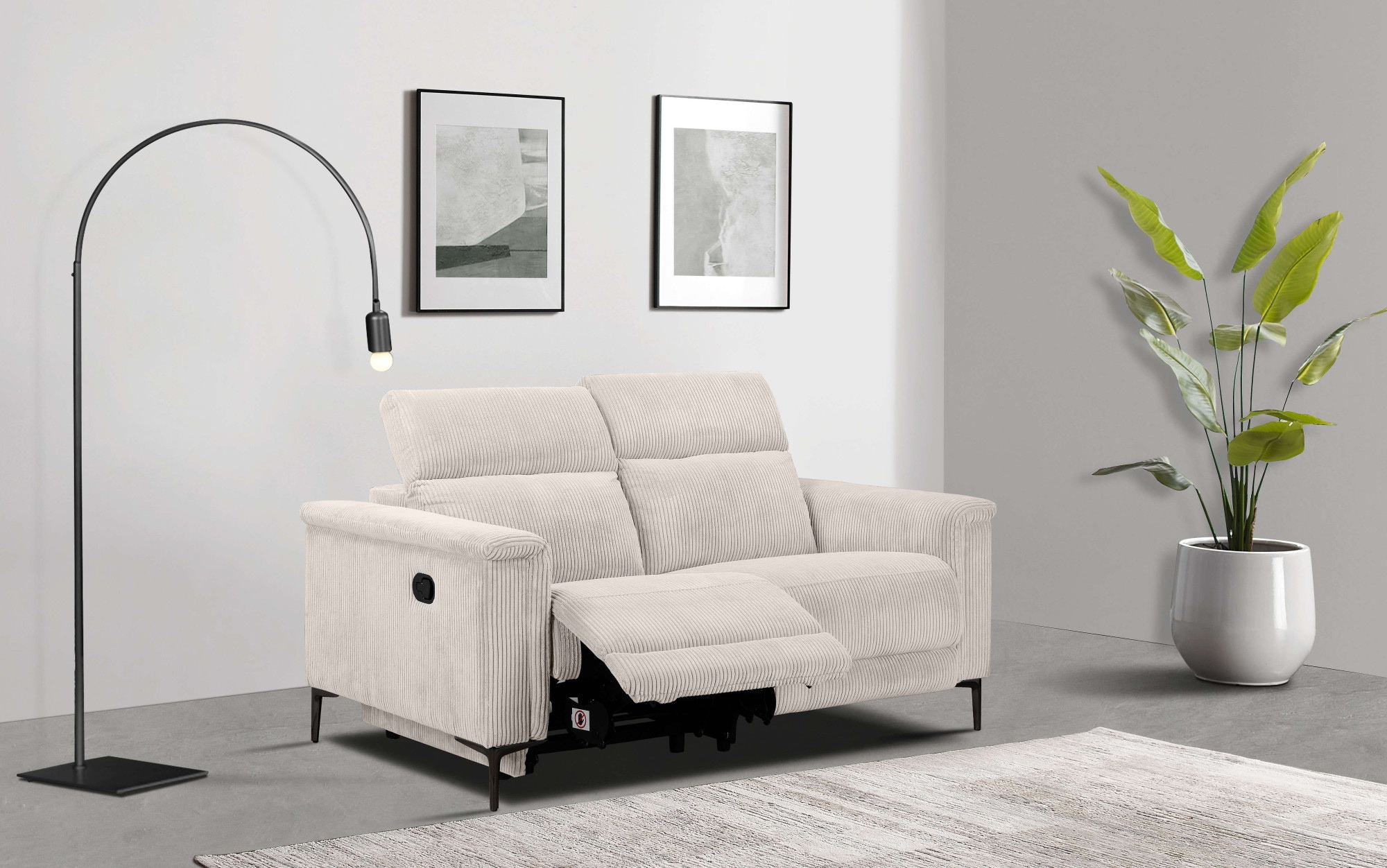 Home affaire 2-Sitzer "Lund in Cord, mit manueller o. elektrischer", Relaxf günstig online kaufen