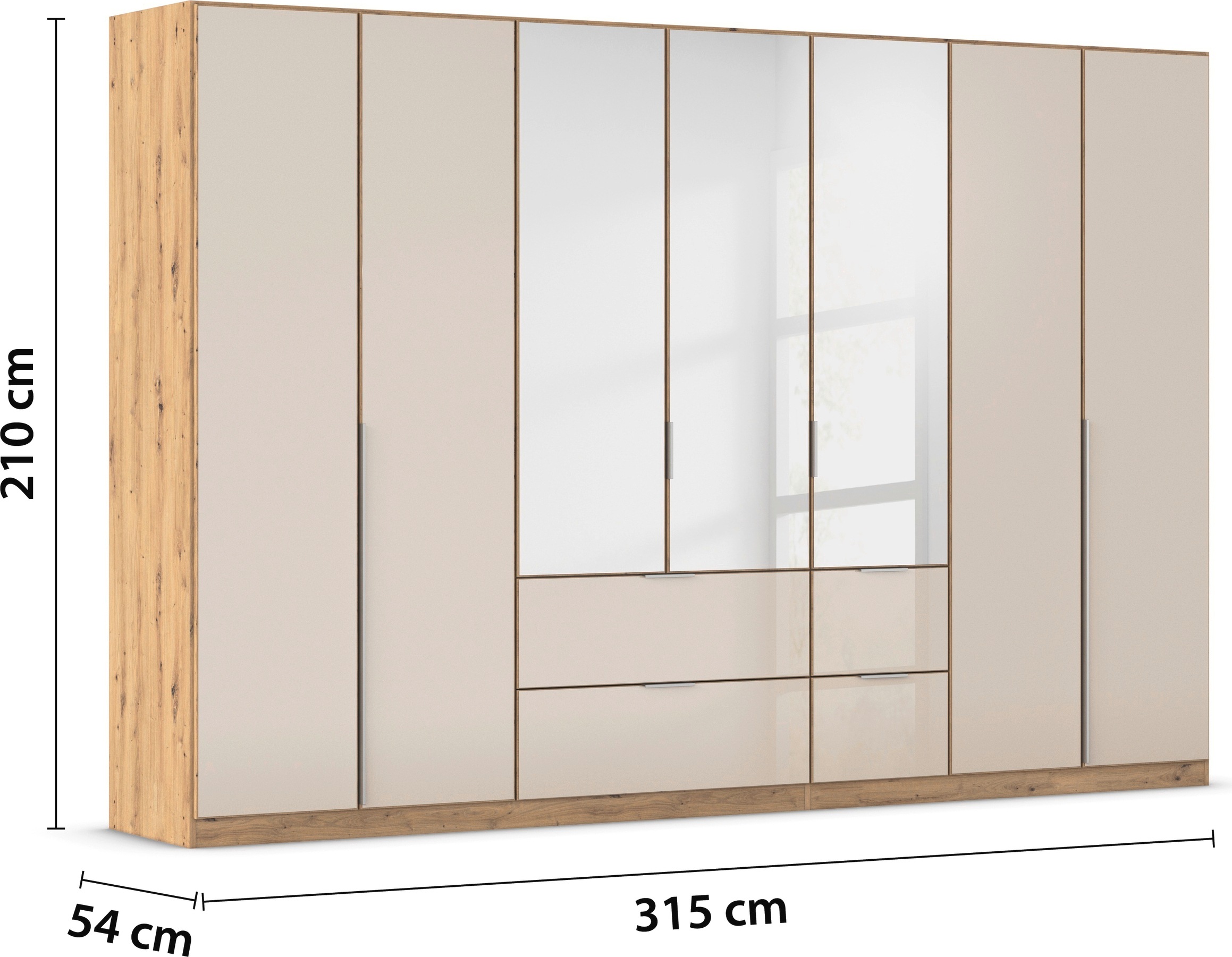 rauch Drehtürenschrank »Kleiderschrank Kleiderschränke Schrank Garderobe AGORDO mit Glasfront«, mit Außenschubkästen, in 6 Breiten und 2 Höhen MADE IN GERMANY