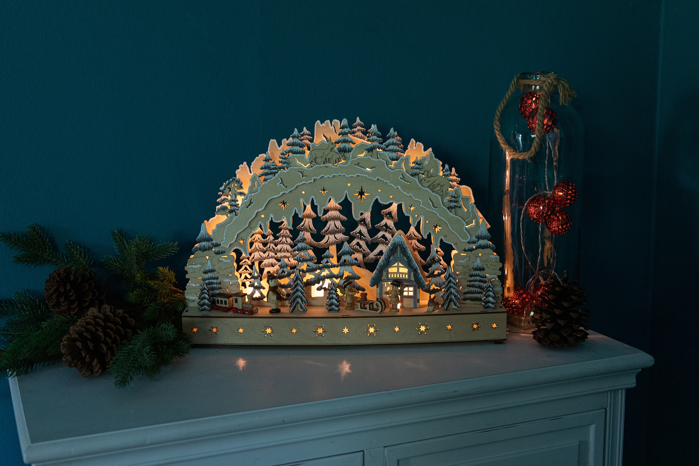 Myflair Möbel & Holz, bestellen Accessoires ca. LED mit Höhe 31 »Weihnachtsdeko«, LED | aus Beleuchtung, BAUR cm Schwibbogen