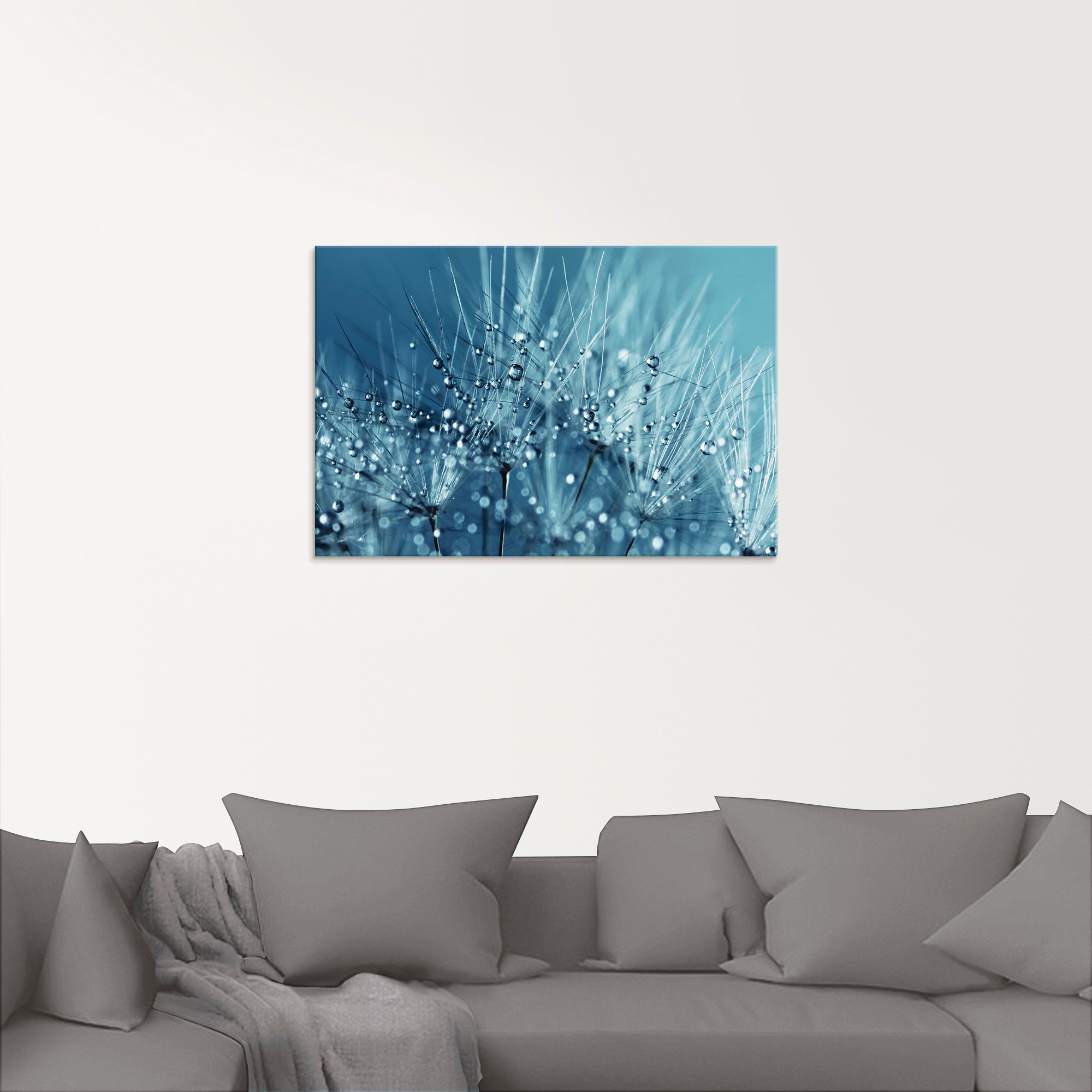 Artland Glasbild »Blaue glitzernde Pusteblume«, Blumen, (1 St.), in verschiedenen Größen