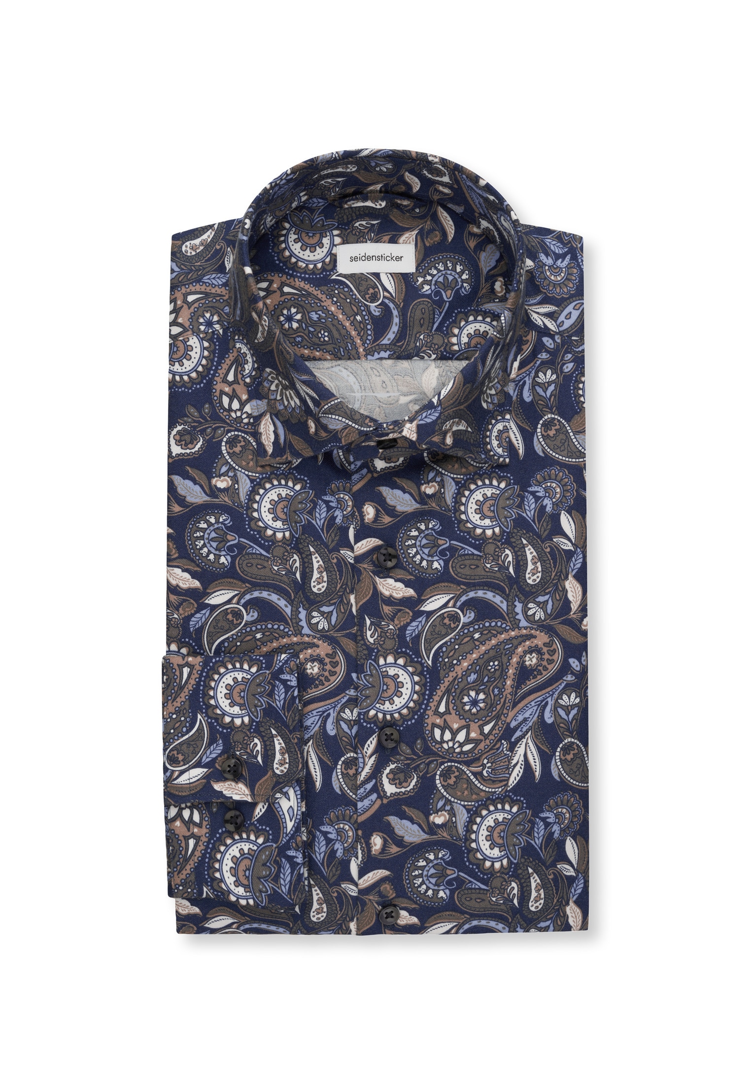 seidensticker Flanellhemd »Slim« Slim 1/1 Kentkragen Druck