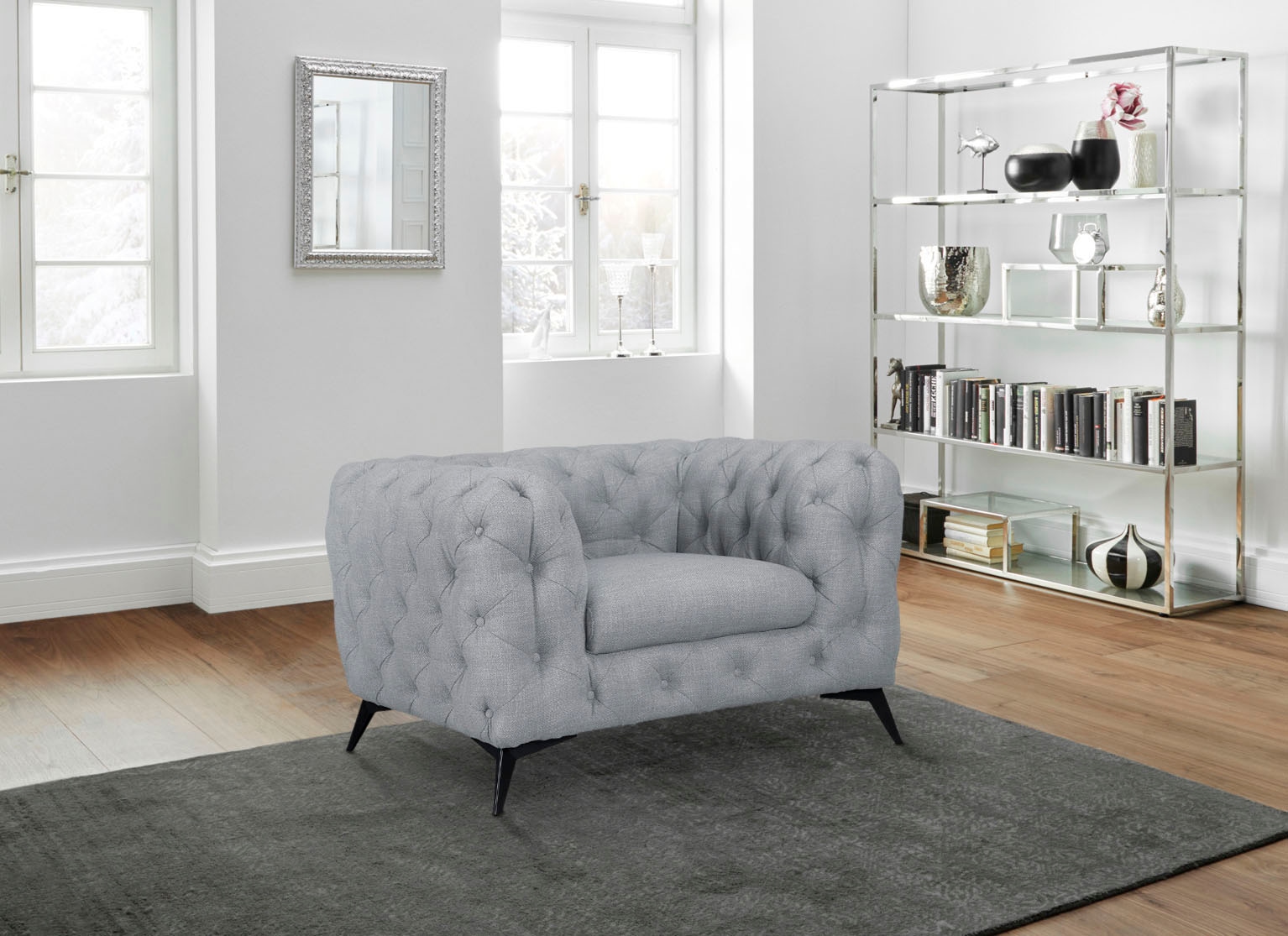 Home affaire Chesterfield-Sessel »Glynis Sessel« aufwändige Knopfheftung, moderne Chesterfield Optik, Fußfarbe wählbar