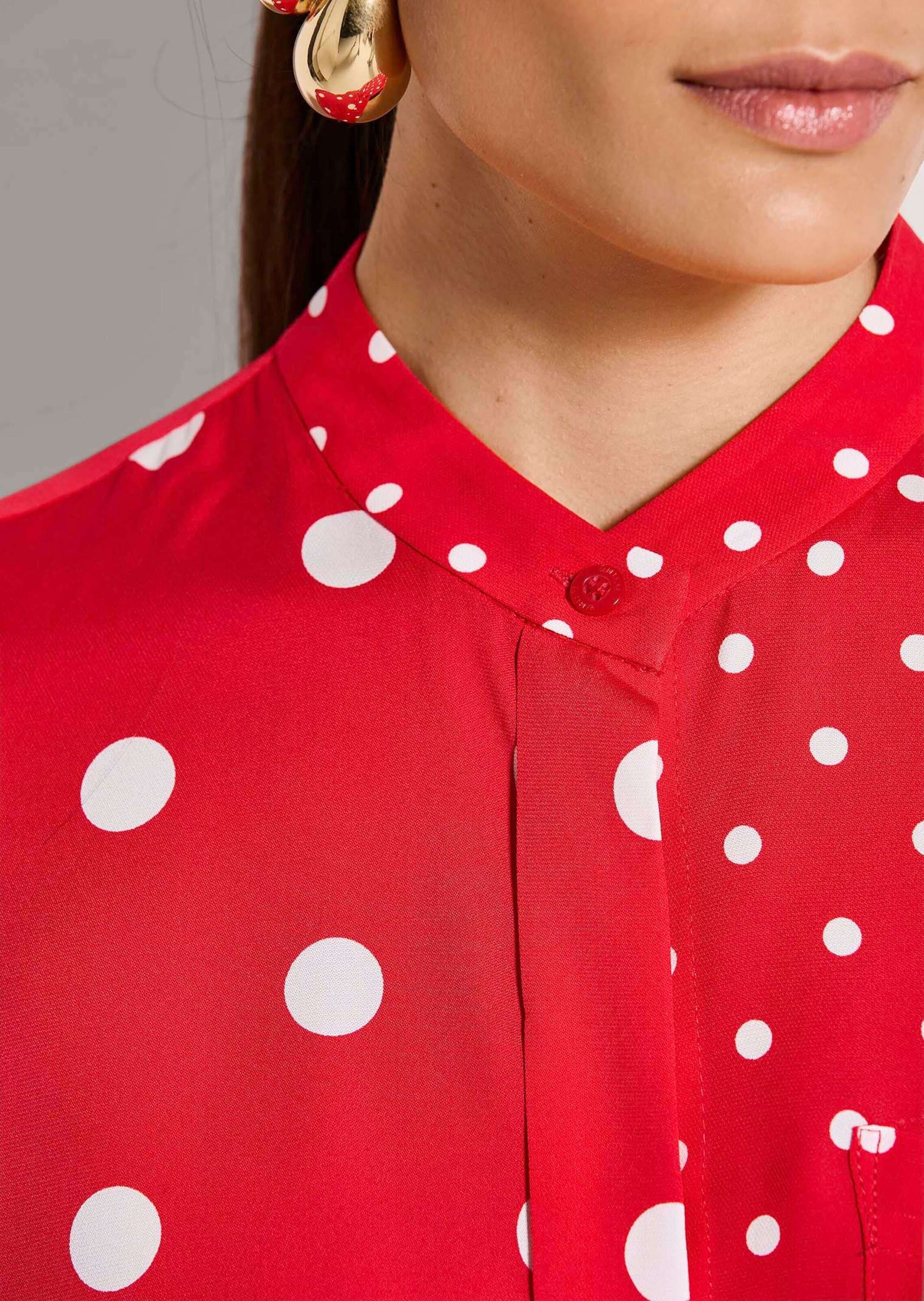 MADELEINE Langarmbluse »Hemdbluse Viskosebluse mit Pünktchen-Design« Kellerfalte