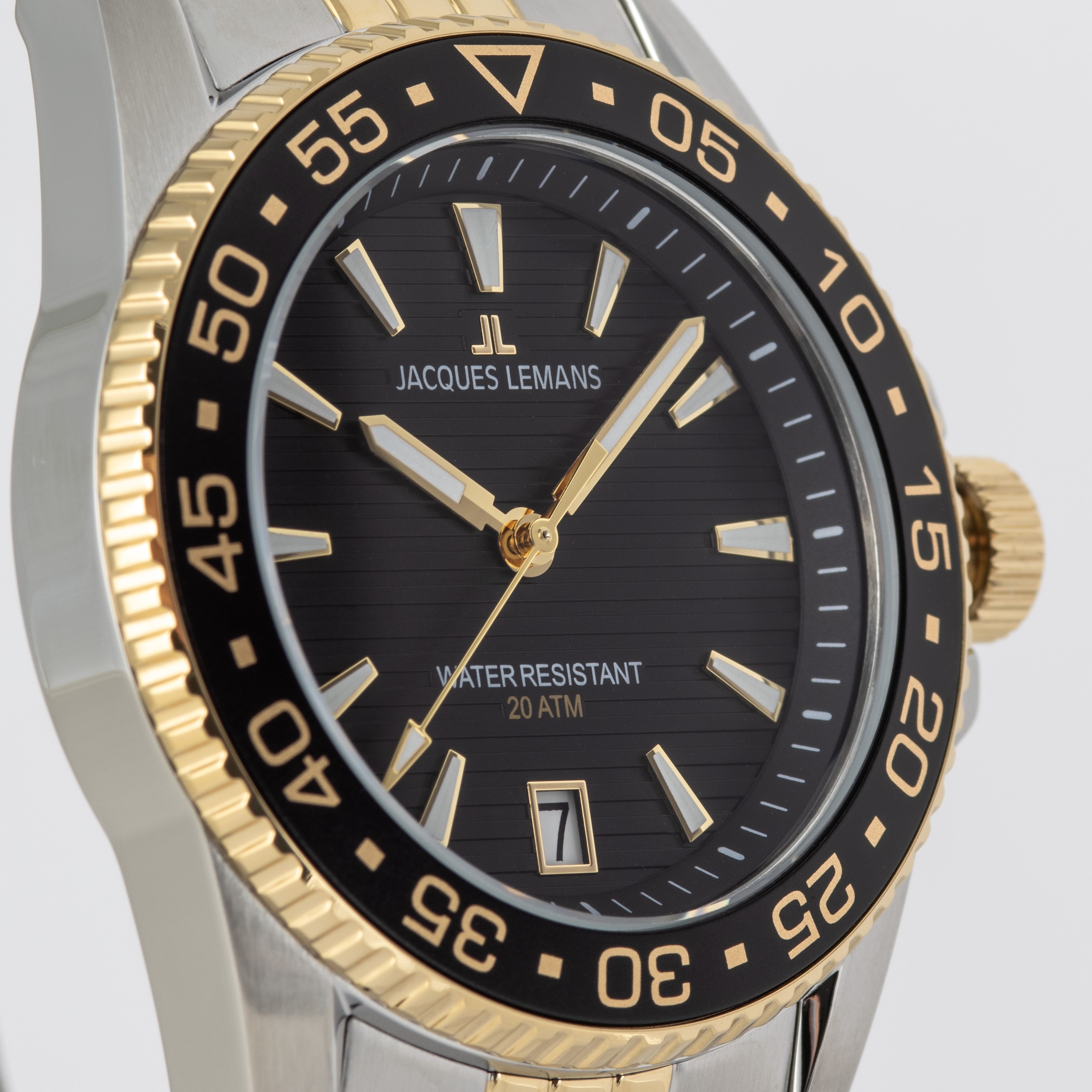 Jacques Lemans Quarzuhr »Liverpool Diver«, Armbanduhr, Herrenuhr, Edelstahlarmband, analog, Tag