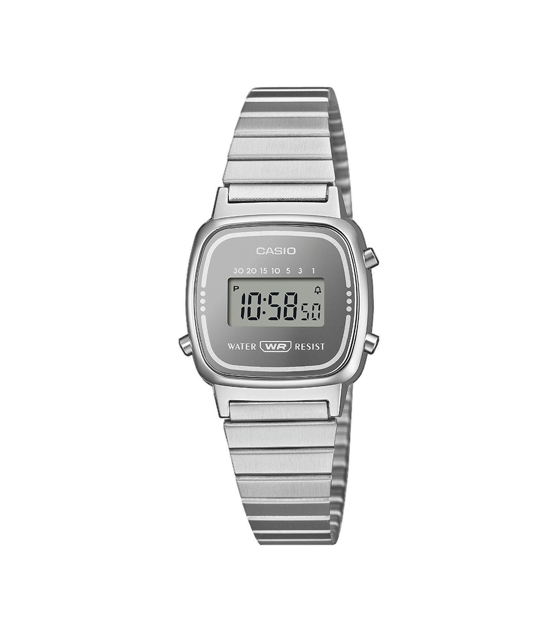 CASIO VINTAGE Chronograph Quarzuhr, Armbanduhr, Damenuhr, Edelstahlarmband, digital