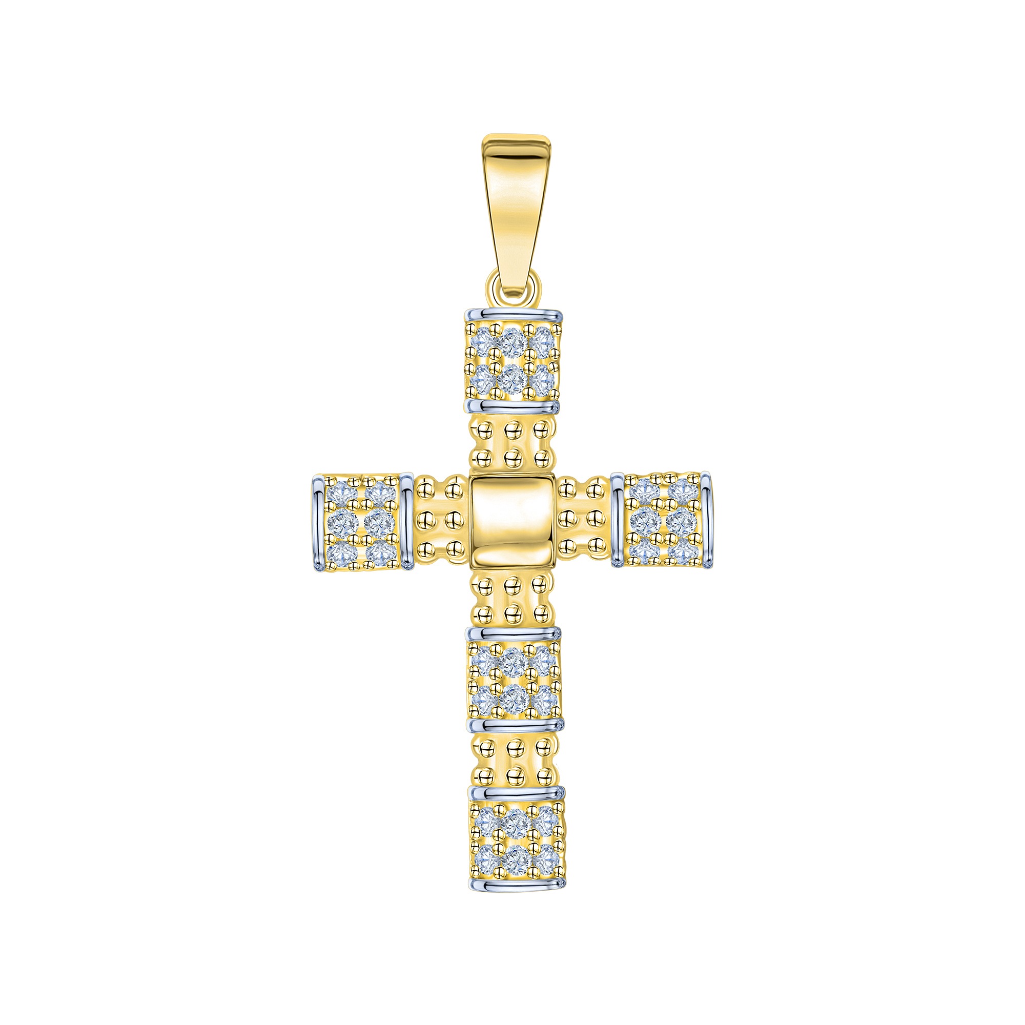 Kettenanhänger VIVANCE "375/- Gelbgold bicolor Zirkonia Kreuz", bunt (mehrfarbig), Schmuckanhänger, Damen, one-size, Gold, 1,5 g, Kettenanhänger