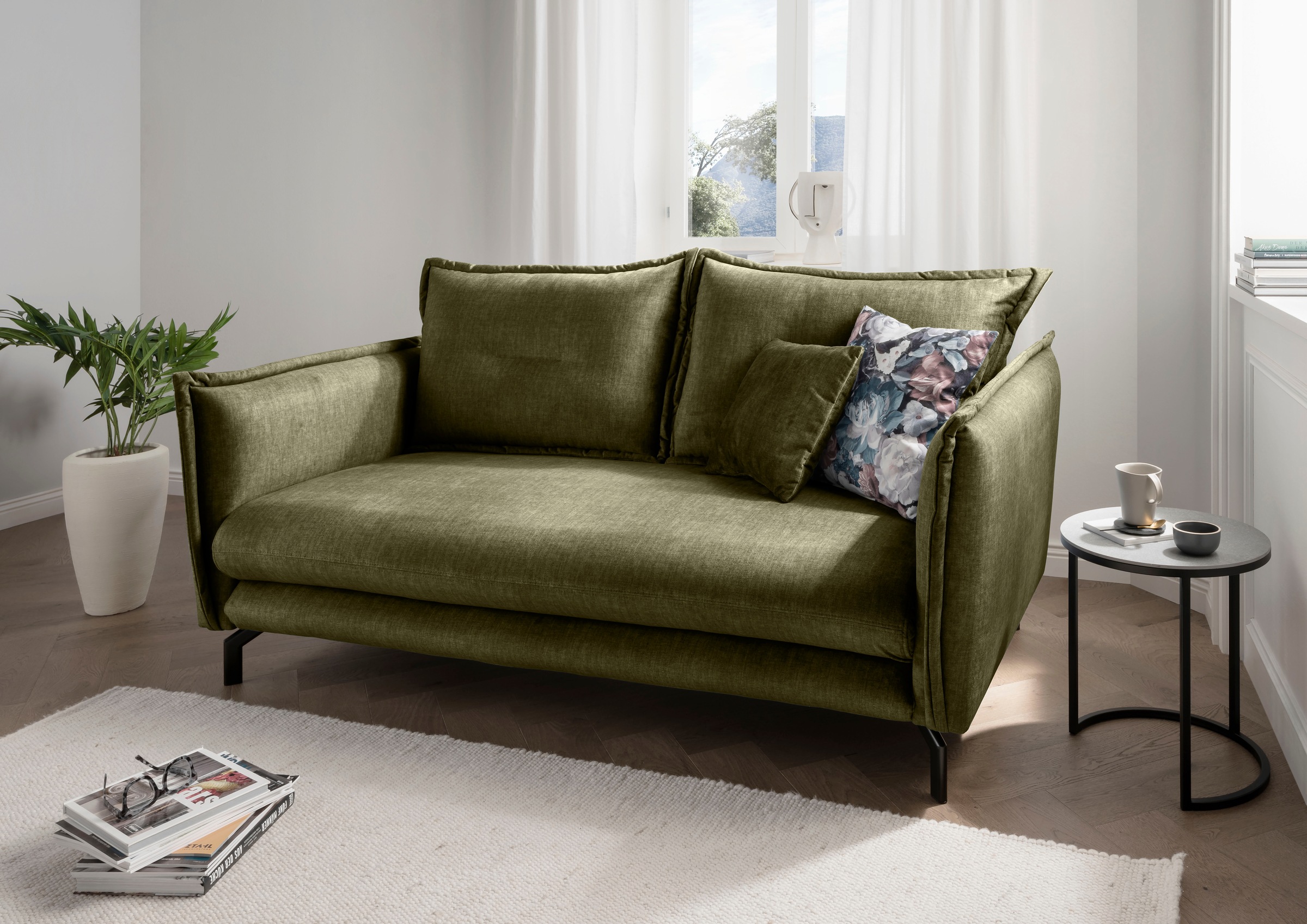 3-Sitzer HOME AFFAIRE, B:198cm H:94cm T:110cmgrün, türkis, Sofas, "LAVA Breite 198 cm, modern und elegant, aktuelle Kissenoptik, bequem", Armlehnen