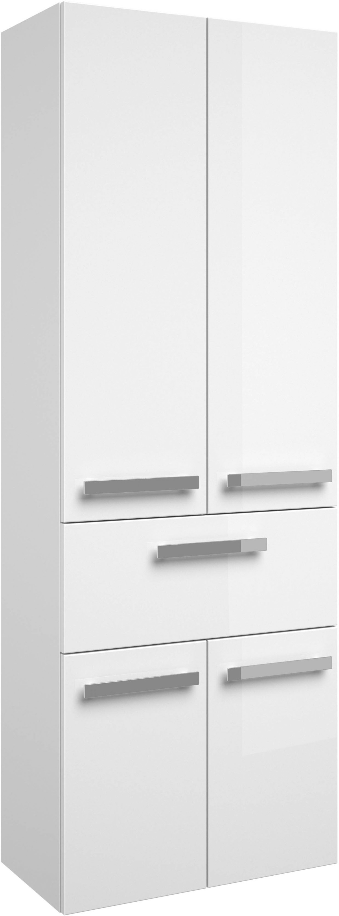 Saphir Hochschrank »Serie 4005 Badschrank 60 cm breit, mit 2 Türen und 1 Schublade«, 2 Glas-Einlegeböden, Badezimmer-Hochschrank inkl. Türdämpfer