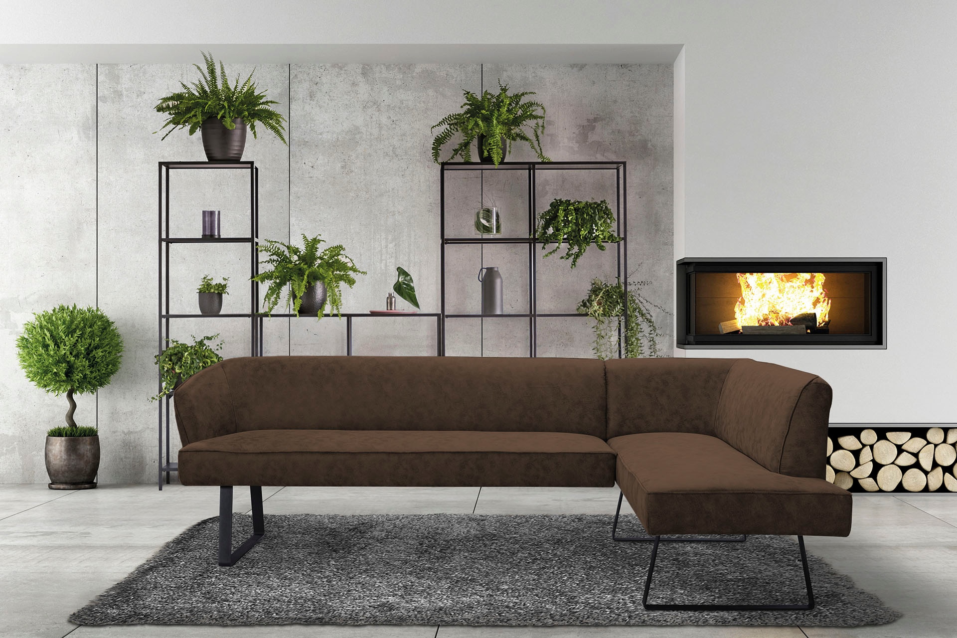 exxpo - sofa fashion Eckbank "Americano" mit Keder und Metallfüßen, Bezug in verschiedenen Qualitäten