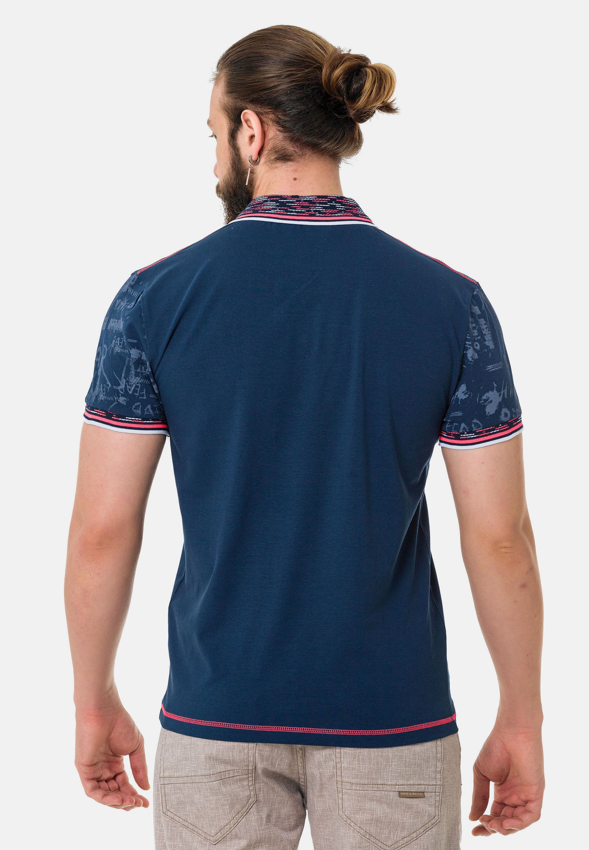 Cipo & Baxx T-Shirt »Poloshirt«, mit stylischem Print