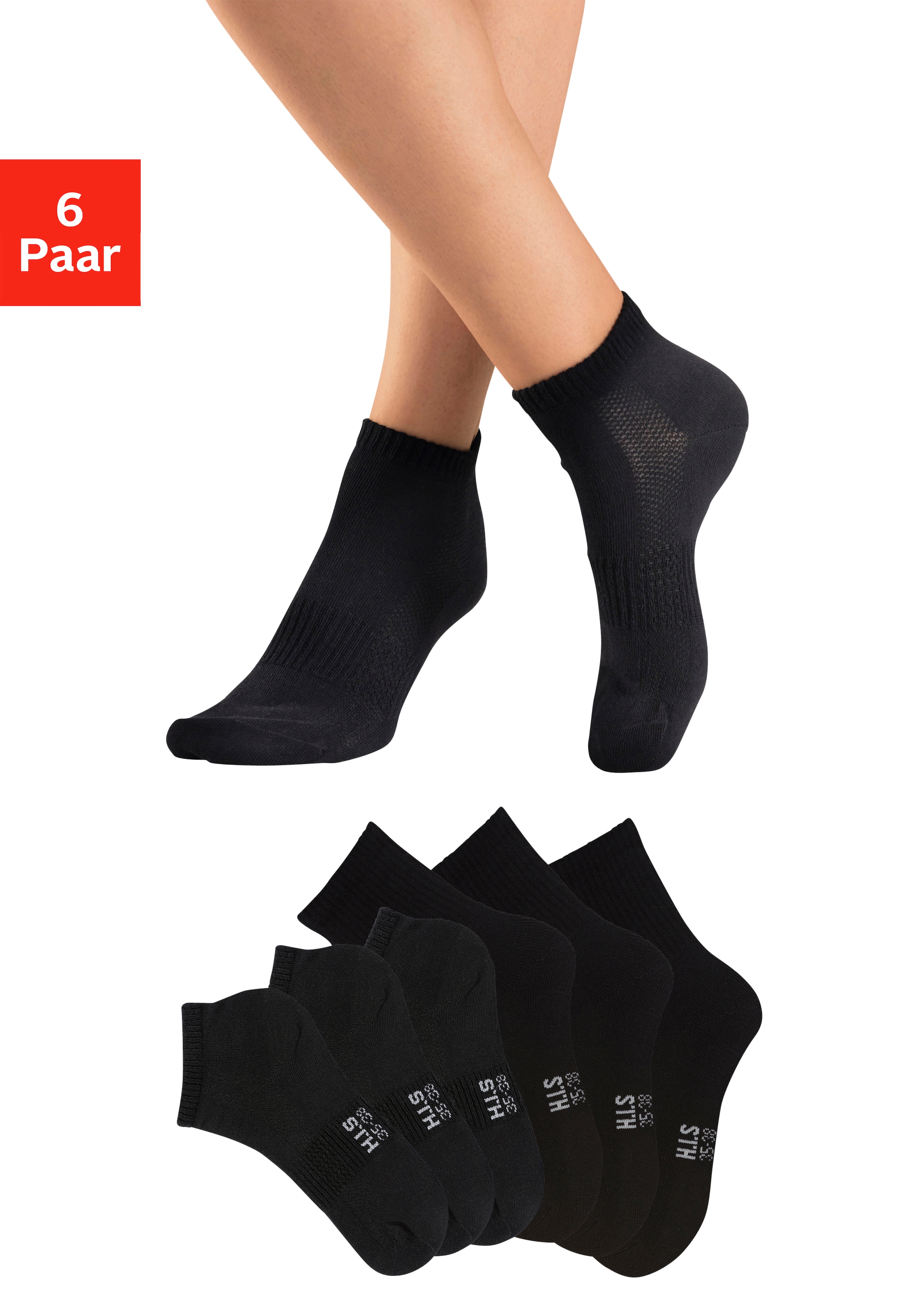 H.I.S Sportsocken Packung, 6 Stk. tlg. Fitness Pack mit zwei Längen in eine günstig online kaufen