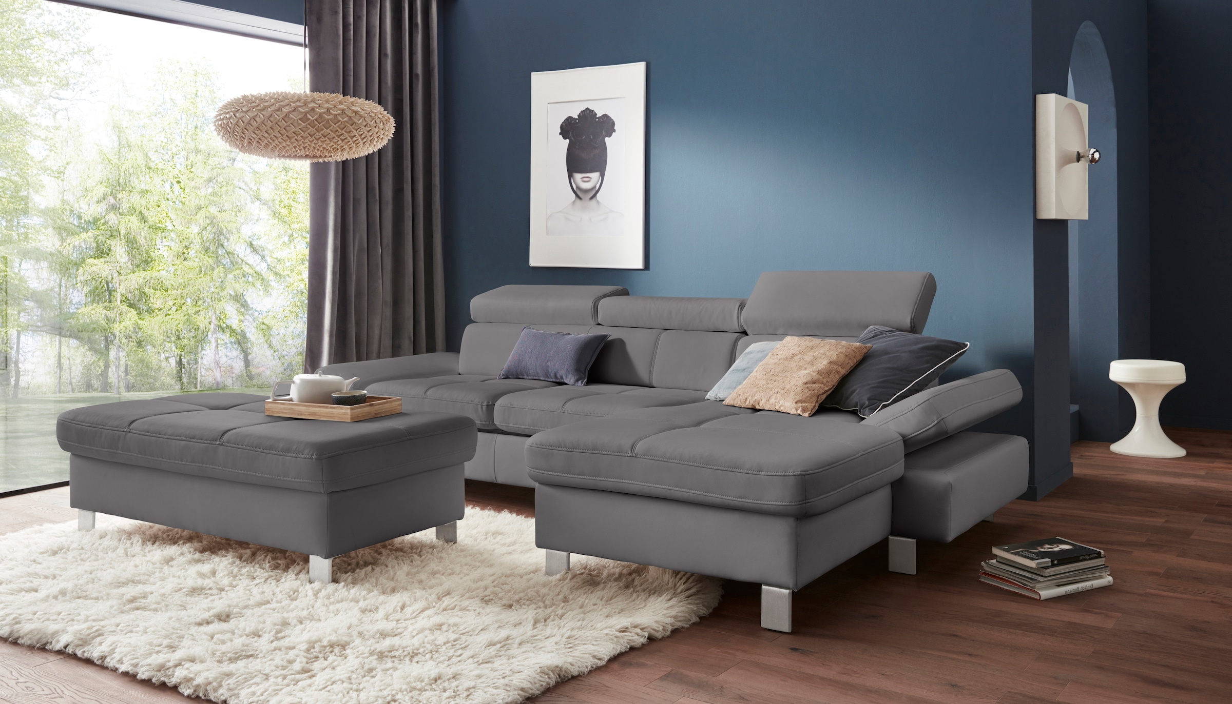 exxpo - sofa fashion Ecksofa »Fiji, hochwertige Detailverarbeitung, Breite 292cm, L-Form« bequem durch Kopf- und Armteilverstellung, wahlweise mit Bettfunktion