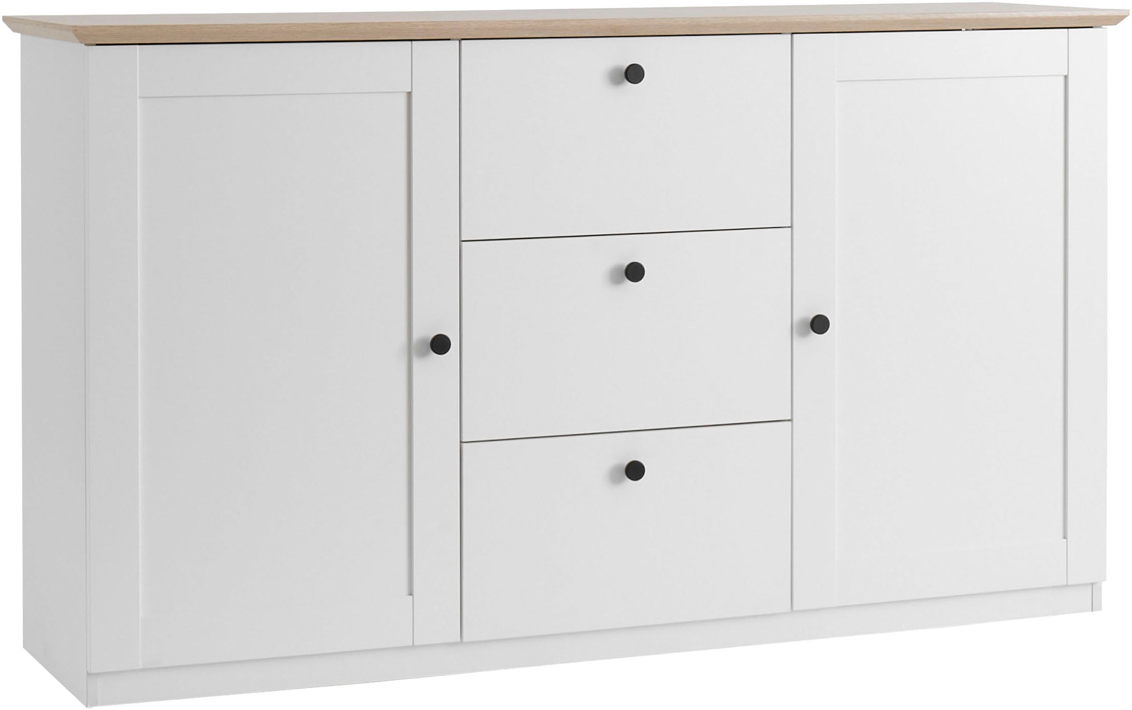 OTTO home Sideboard »Brest, Schrank im Landhausstil, Kommode, zeitloses Stauraumelement« schwarze Metallgriffe, ausreichend Stauraum, 164 cm breit