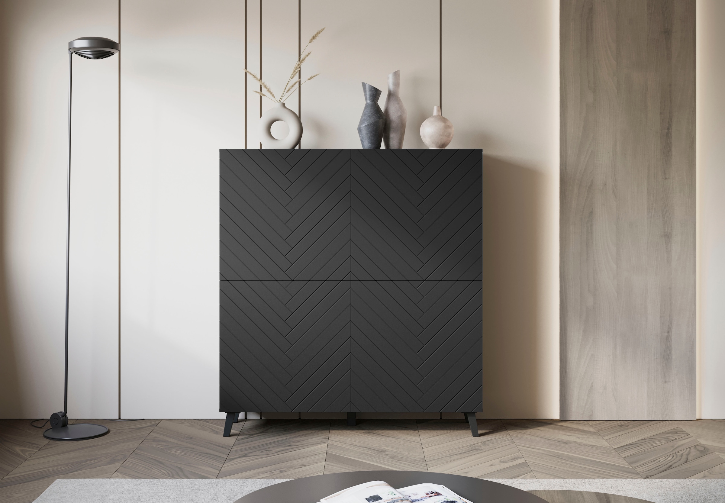 INOSIGN Highboard »HIGHBOARD PHUKET«, (1 St.), moderne Kommode mit 4 Türen und 8 Fächern, Breite 120 cm