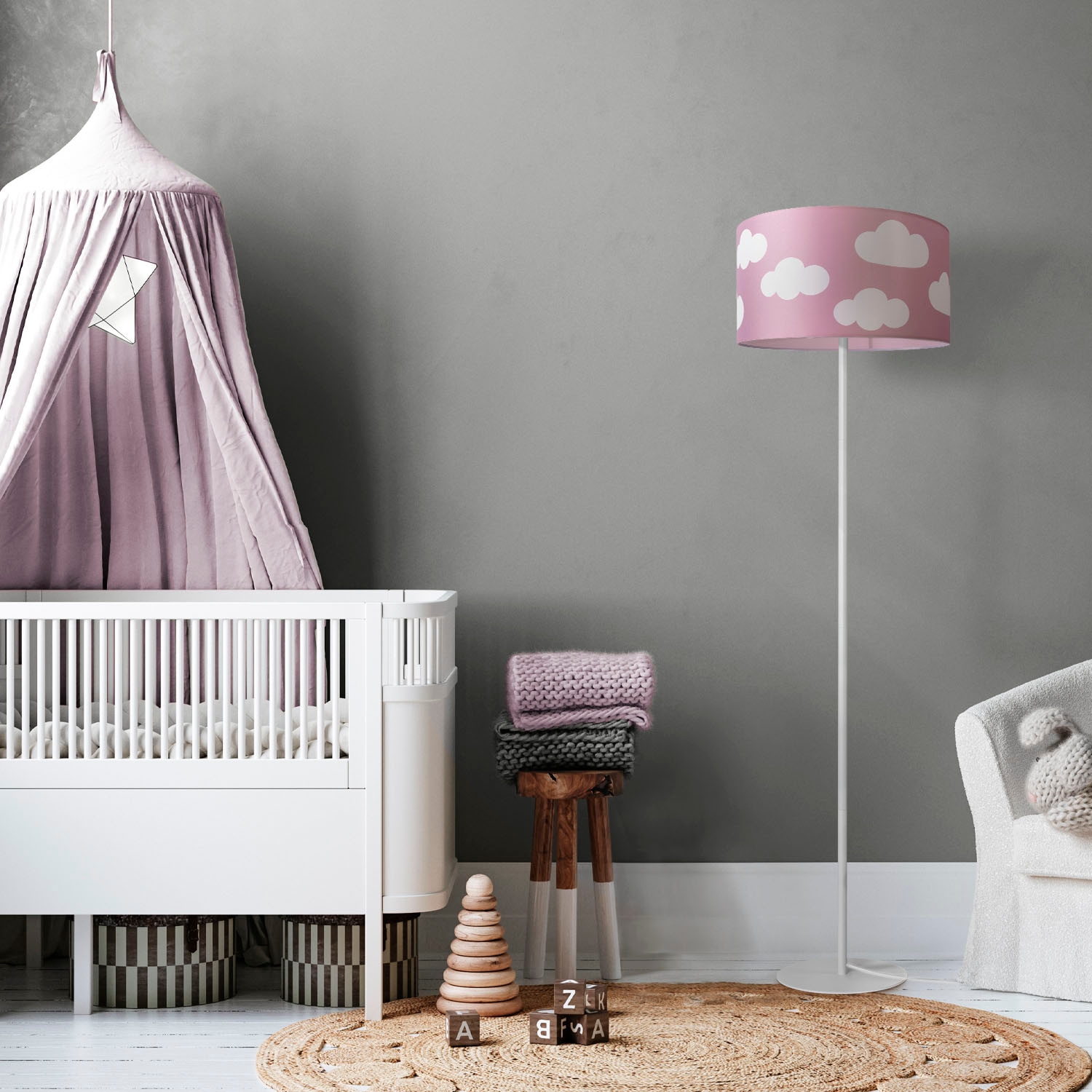 E27 | Lampenschirm »Luca Wolken Stehlampe BAUR Home Stehlampe Kinderzimmer Cosmo«, Spielzimmer Paco Stoff