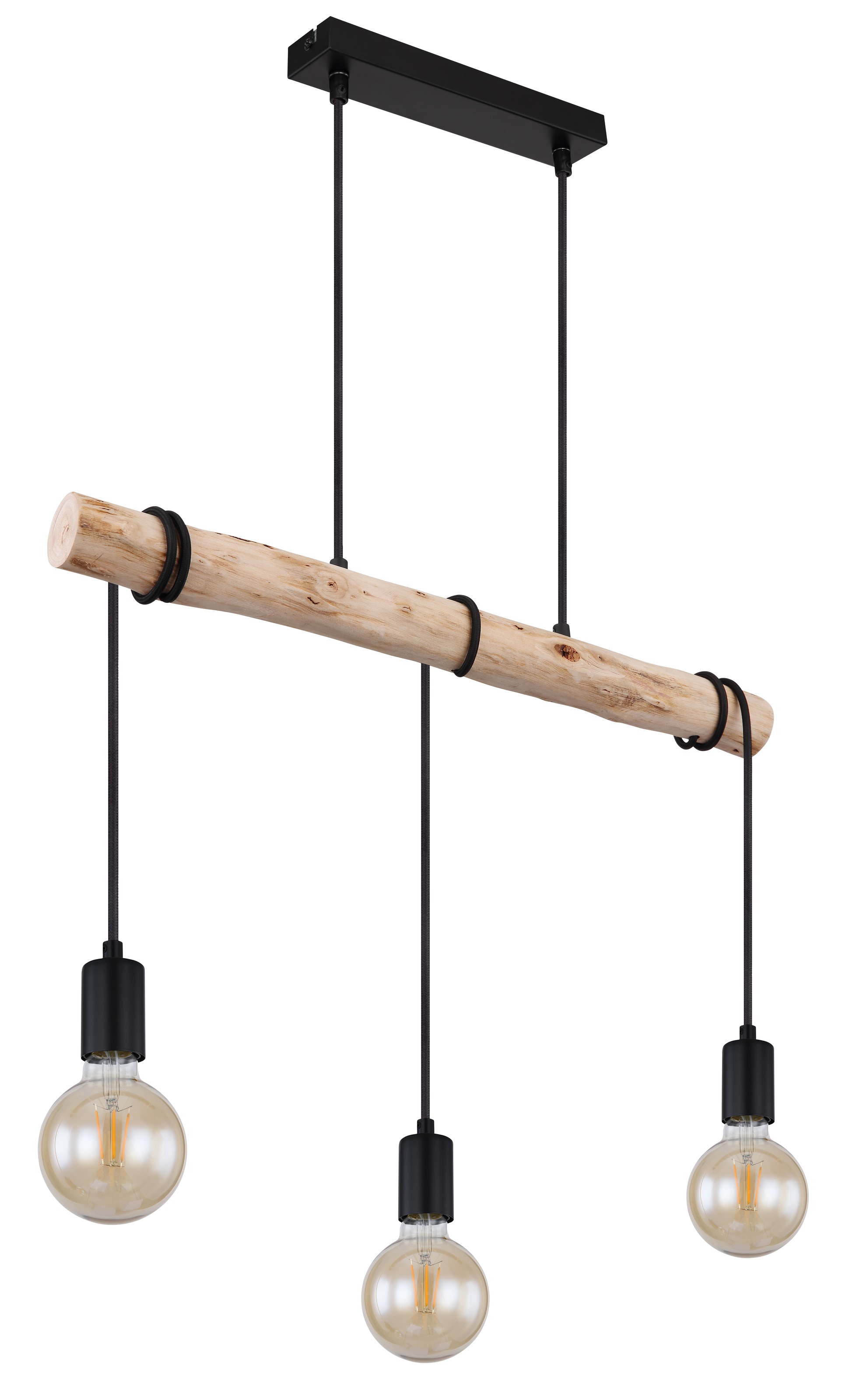 GLOBO LIGHTING Hängeleuchte »GREGOR«, Leuchtmittel E27 | ohne Leuchtmittel, Hängelampe/Holz/Kabel zum Herumwickeln/Esszimmer