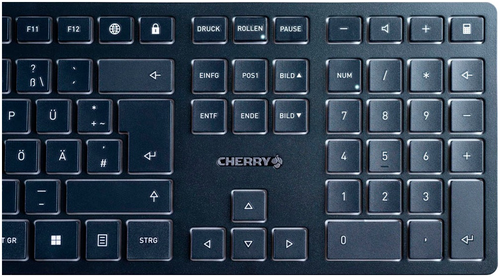 Cherry Tastatur »KW 9100 SLIM«, (Ziffernblock-Fn-Tasten-Windows-Sperrtaste-USB-Anschluss)