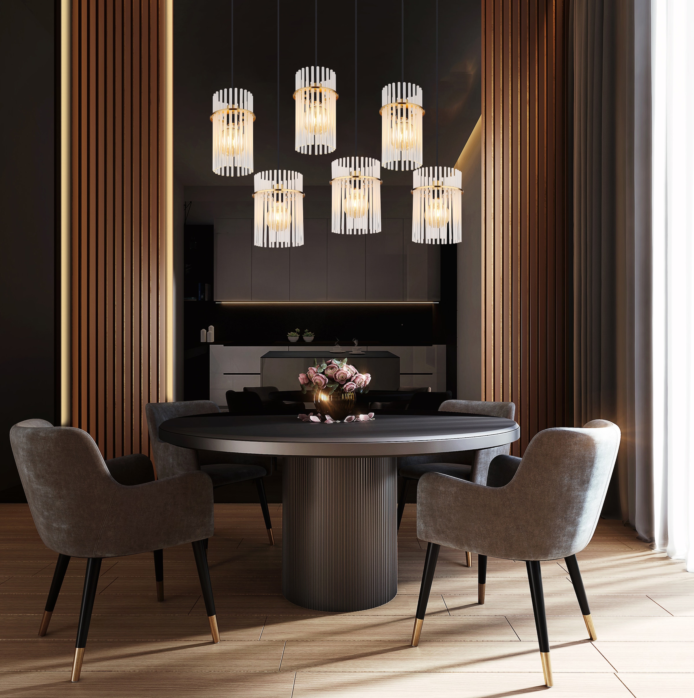 GLOBO LIGHTING Hängeleuchte »GORLEY« E27 1 Stk. Hängelampe Glasstäbe opal klar verlaufend elegant Wohnzimmer Esszimmer