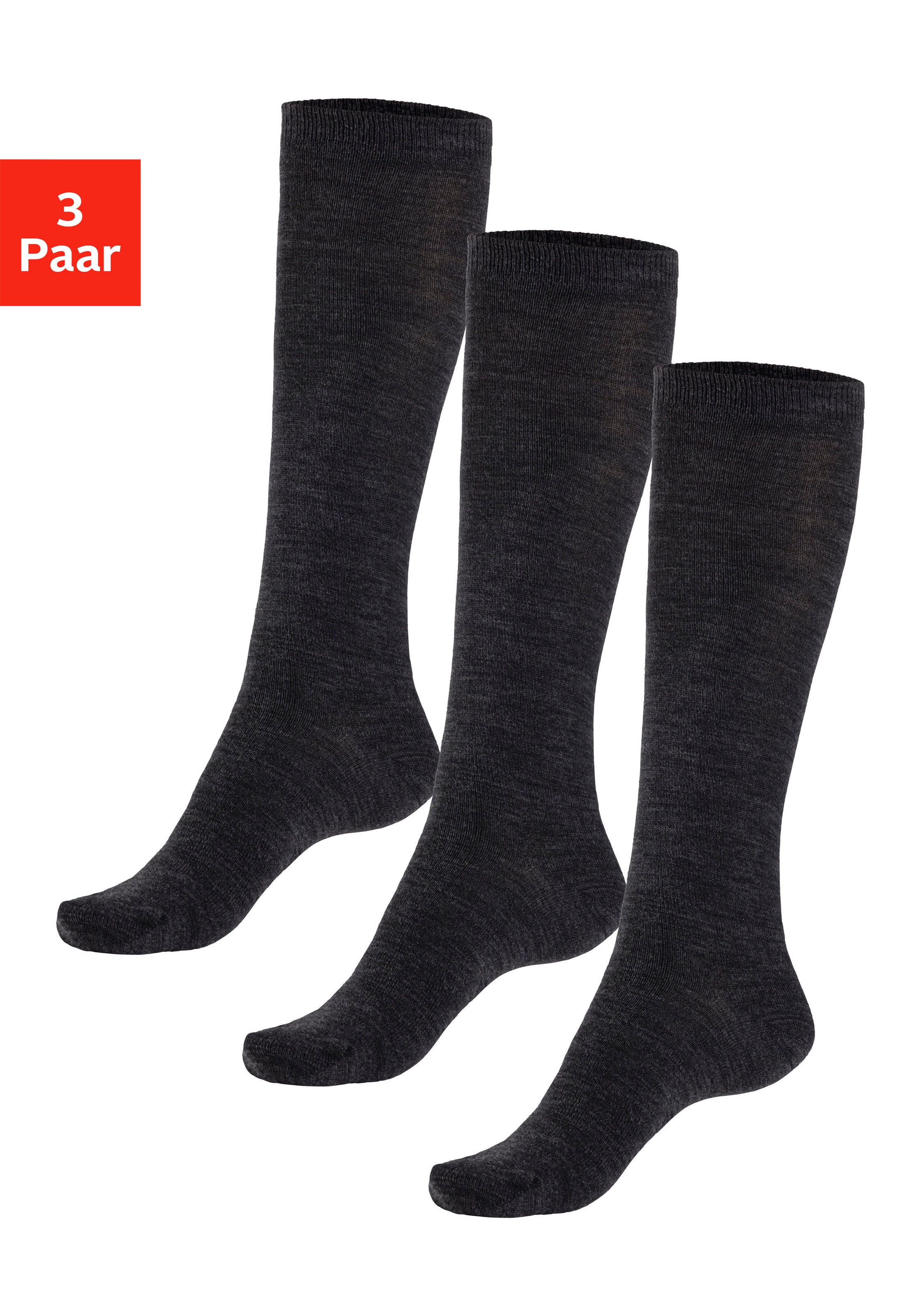 Bench. Kniestrümpfe Packung, 3 Paar tlg. Damenkniestrümpfe mit wärmender Wo günstig online kaufen