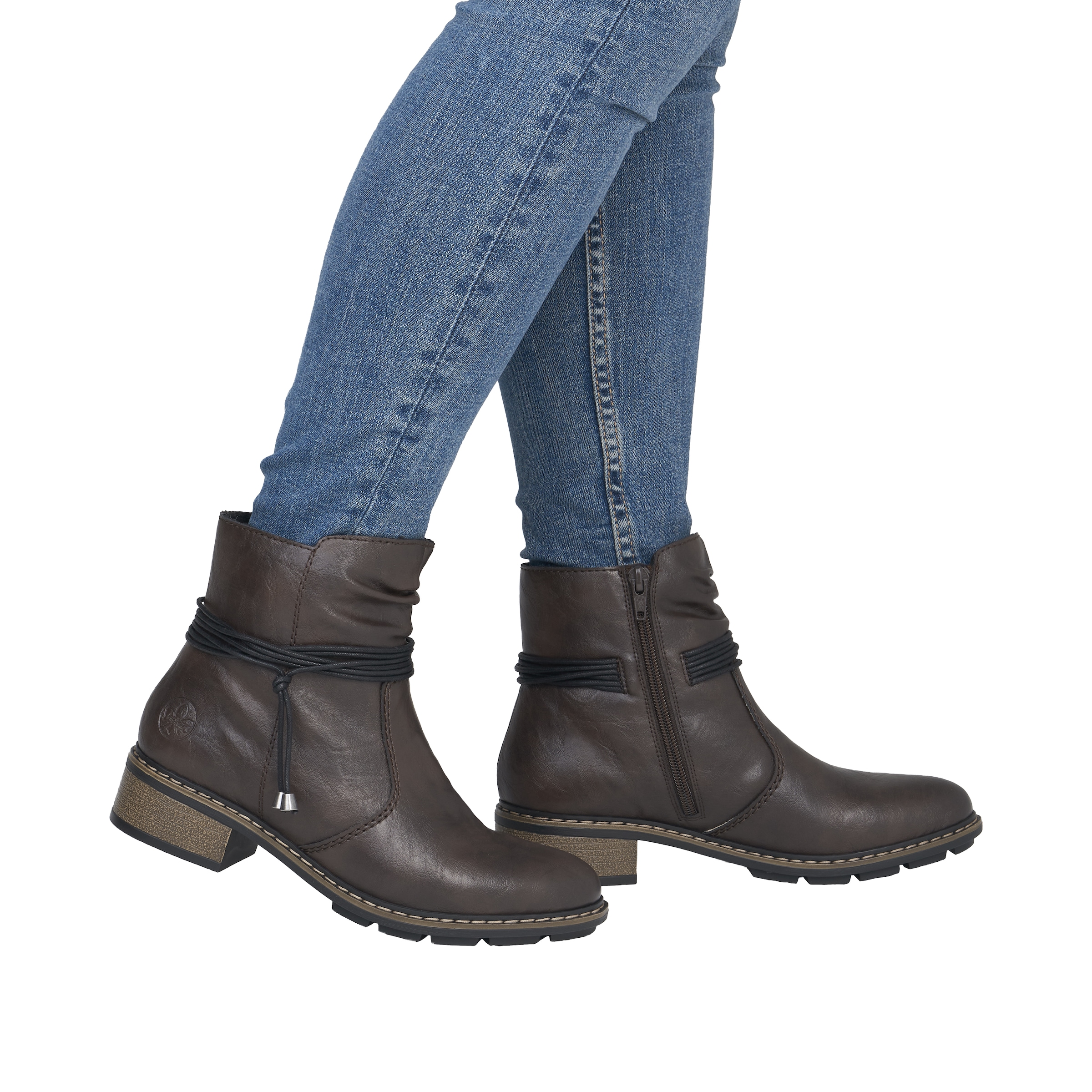 Rieker Winterstiefelette  Reißverschluss-Boots mit Zierkordel und slouchy Schaft