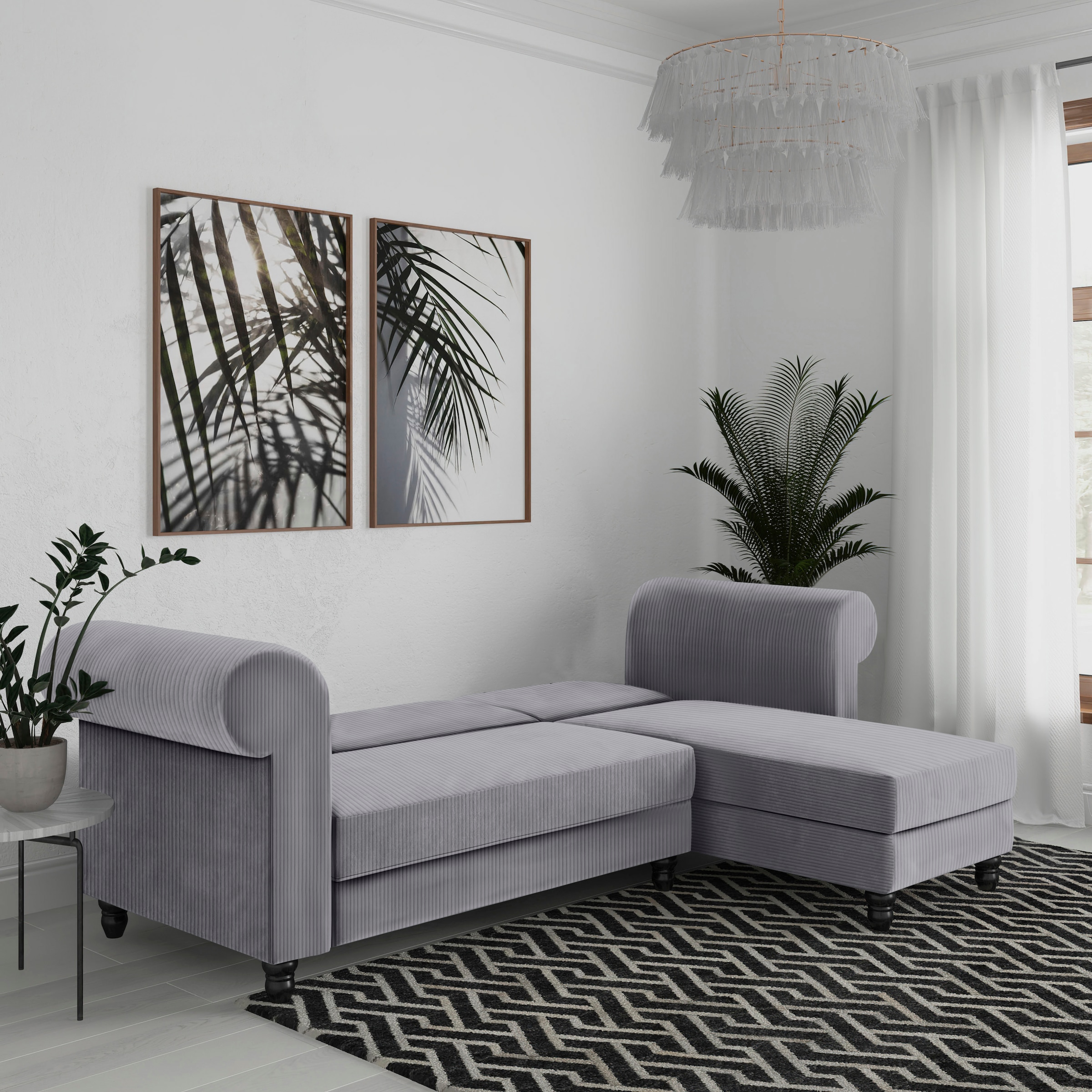 Dorel Home Ecksofa »Felix II, L-Form, Schlafsofa 241cm (Liegefl. 108/195 cm),«, verstellb. Rückenlehne, Recamiere wechselbar, Cord