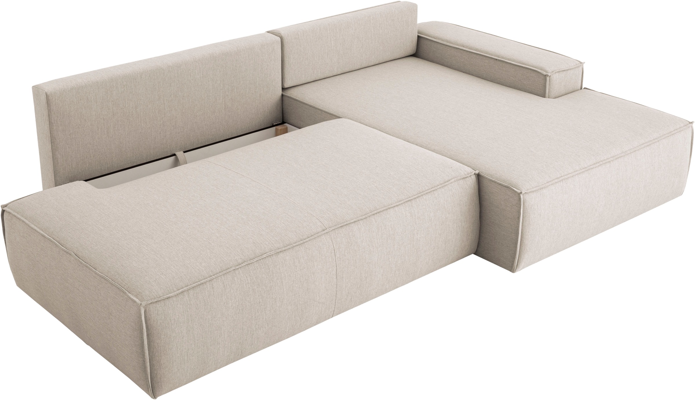 Home affaire Ecksofa »SHERWOOD, Schlafsofa in L-Form offen (275cm), Cord, Leinenoptik«, Schlaffunktion und Bettkasten, Kedernaht, hoher Sitz- & Liegekomfort