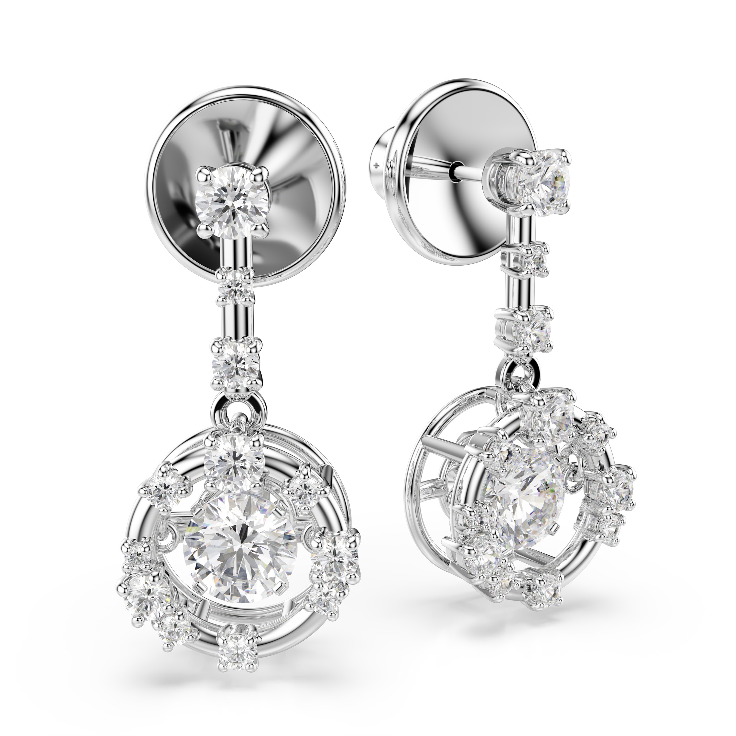 Paar Ohrstecker SWAROVSKI "Constella Pavé", silber (metallfarben, kristallweiß, kristallweiß), Ohrringe, Damen, 10,2mm, Metall, mit Swarovski Zirkonia (synth.) 4