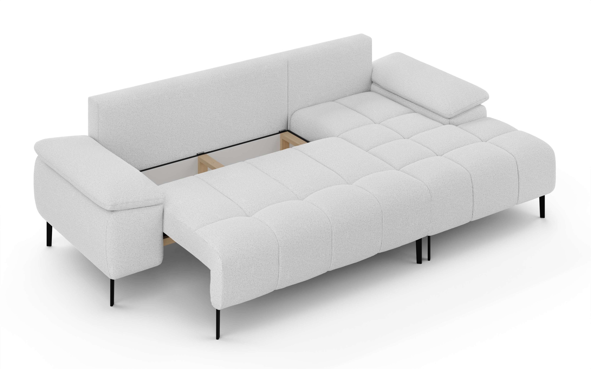 INOSIGN Ecksofa »DROMARA Schlafsofa mit Bettkasten, Maße: B/T/H 277/141/91 cm«, L-Form mit Recamiere rechts/links bestellbar, Wellenunterfederung