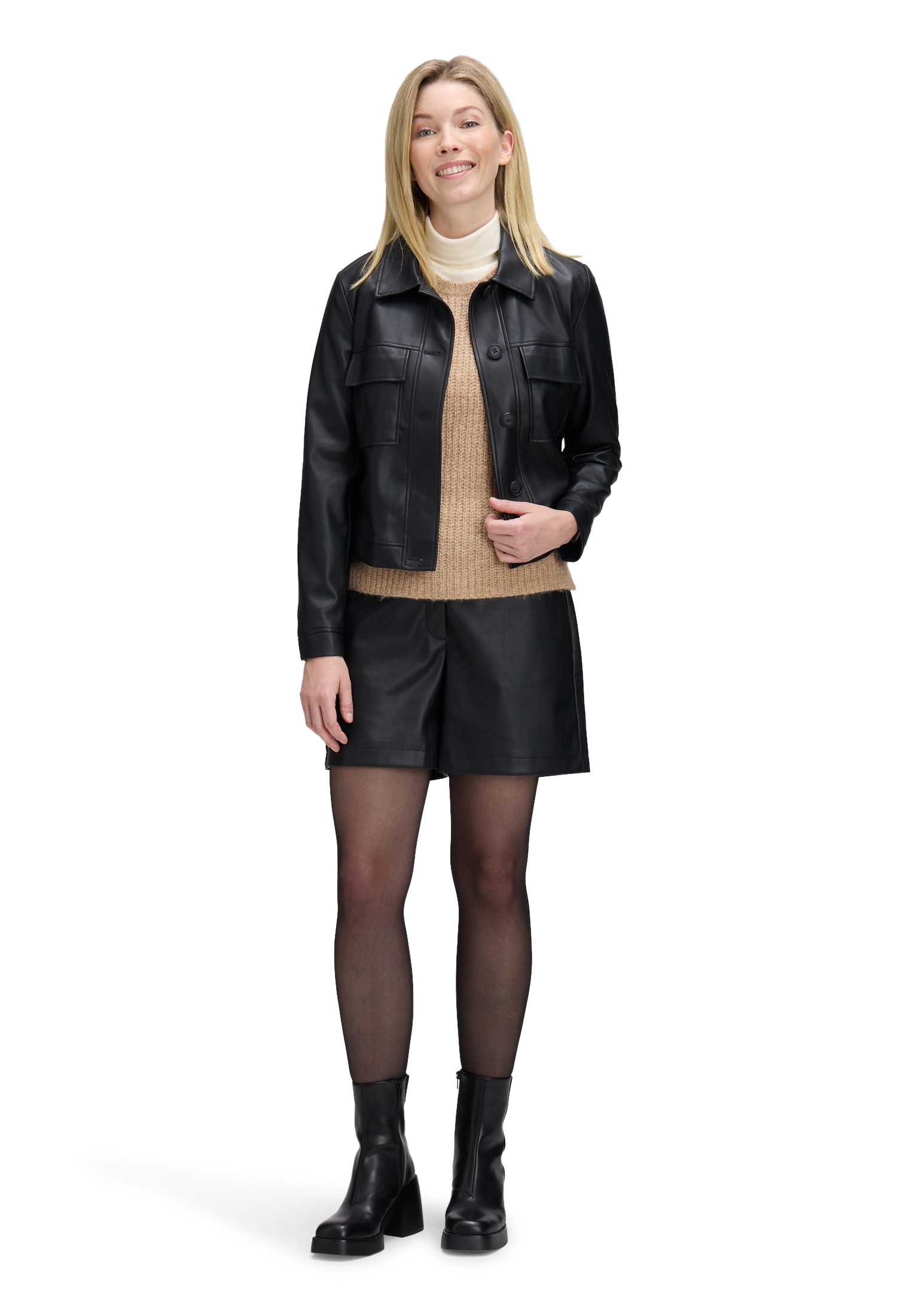 Betty&Co Jackenblazer »Damen Lederjacke langarm«