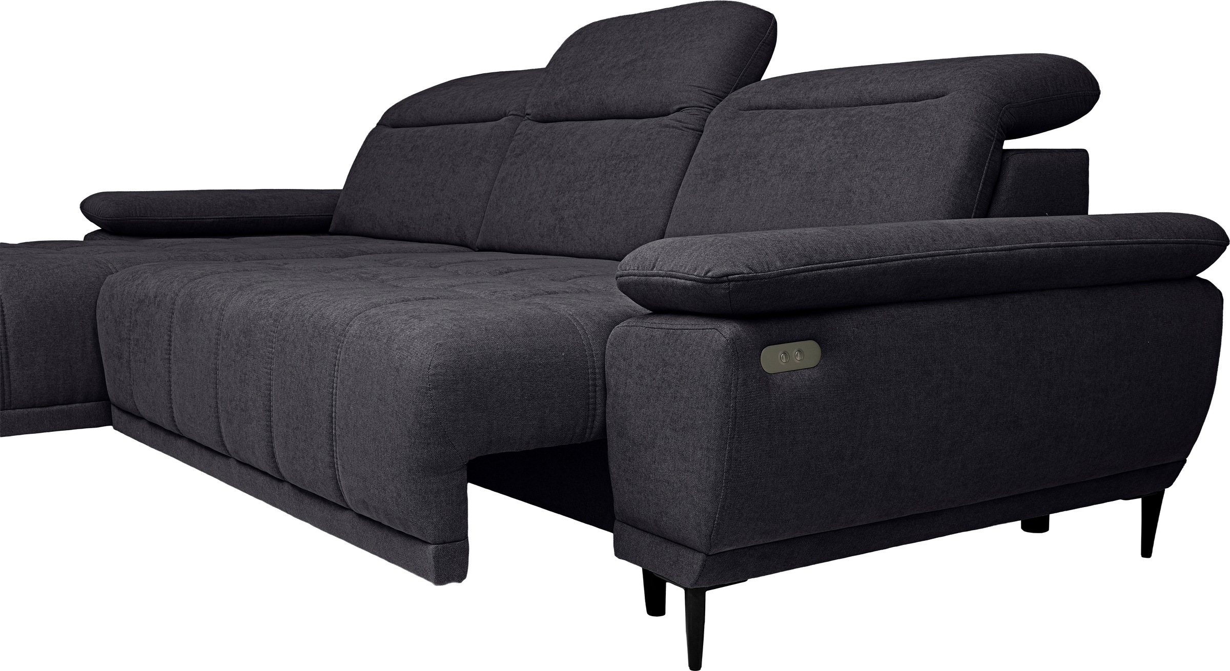 WERK2 Ecksofa »Focus-S, inkl. elektr. Sitzvorzug, manuelle Kopfteilverstellung« elektr. Sitztiefenverstellung, flexible Kopfstützen, 12cm Füße, L-Form