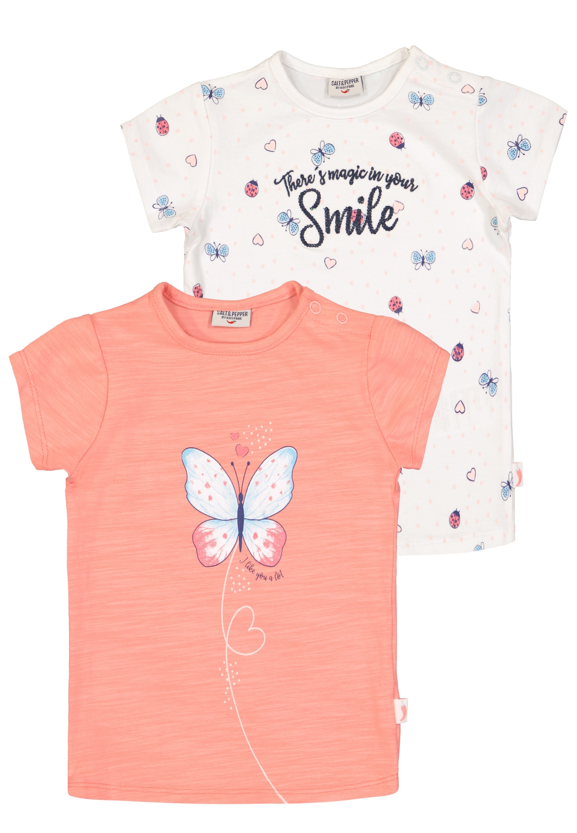 SALT AND PEPPER T-Shirt »Smile«, (2 tlg.), mit niedlichen Schmetterling-Prints