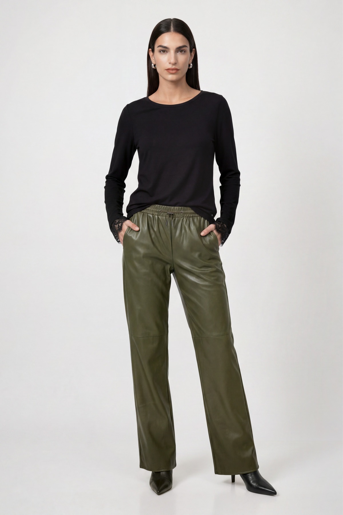 Monari Langarmshirt »Shirt Basic Spitzendetail« Regular fit mit Spitzenborte