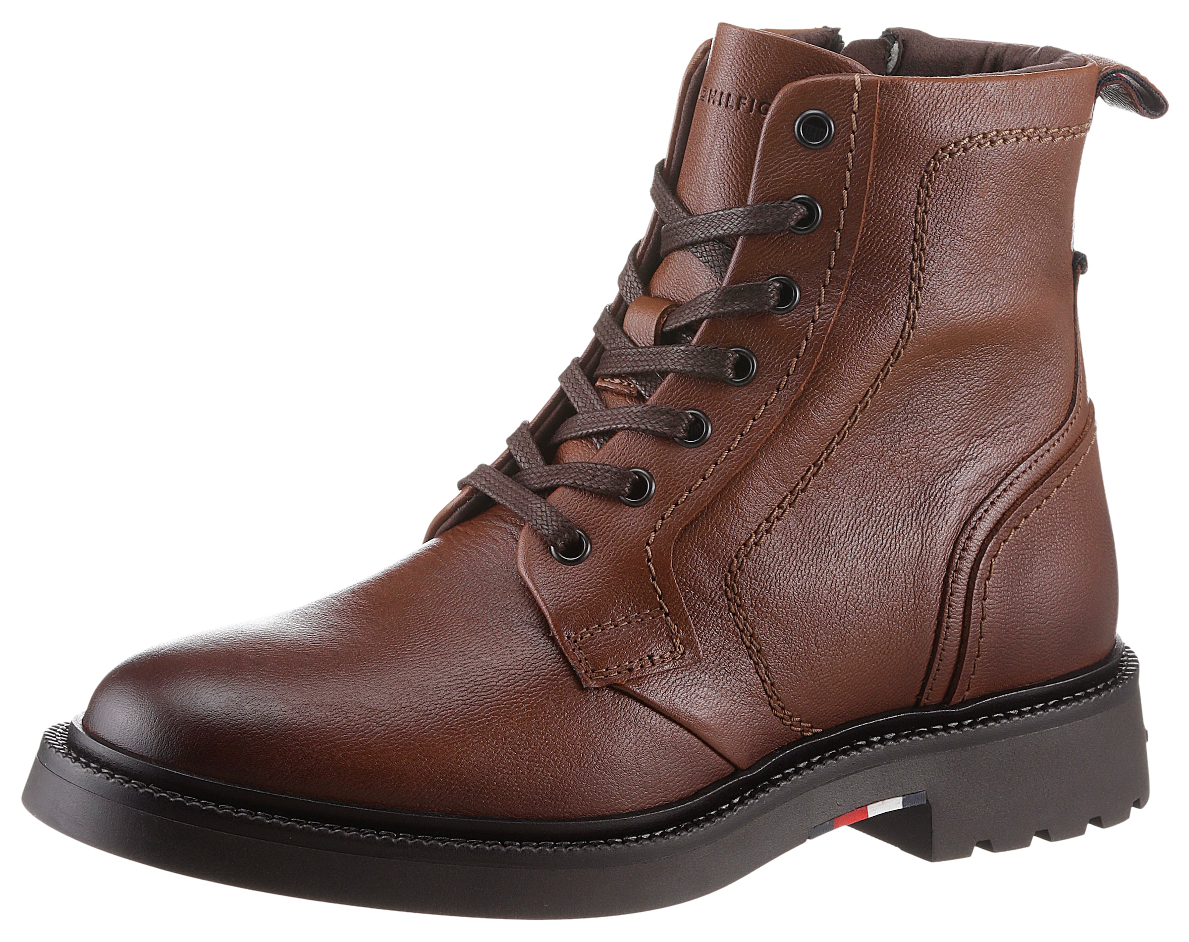 Schnürboots »HILFIGER COMFORT LWT LTH BOOT«, Blockabsatz, Schnürstiefelette,...