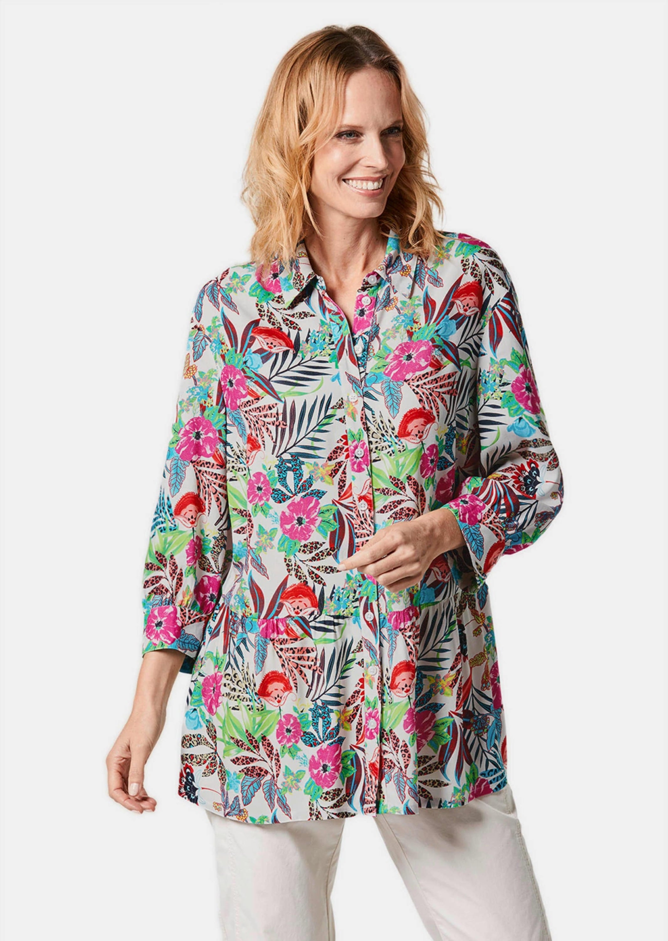 GOLDNER Hemdbluse »Druckbluse Druckbluse in exotischem Muster«
