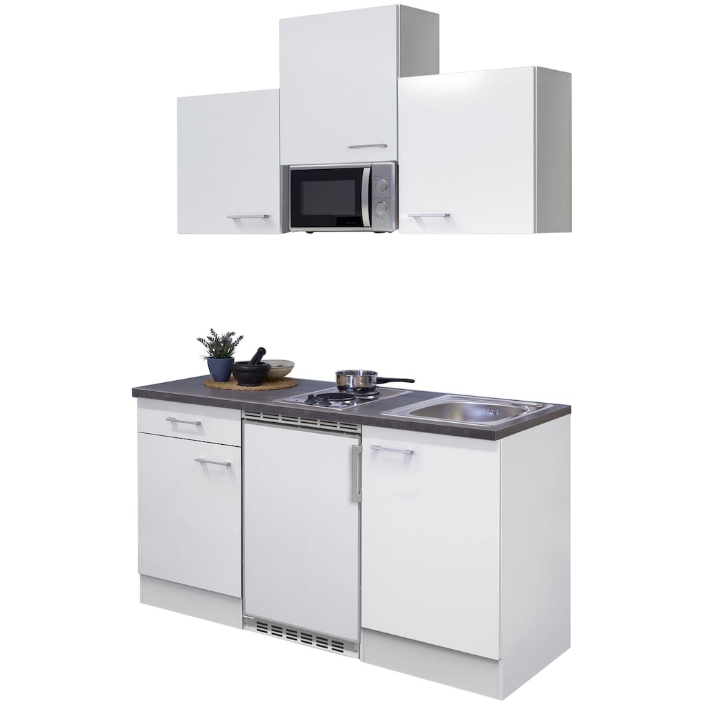 Wohnen Küchenmöbel Flex-Well Küchenzeile »Lucca«, mit E-Geräten, Gesamtbreite 150,5 cm weiß