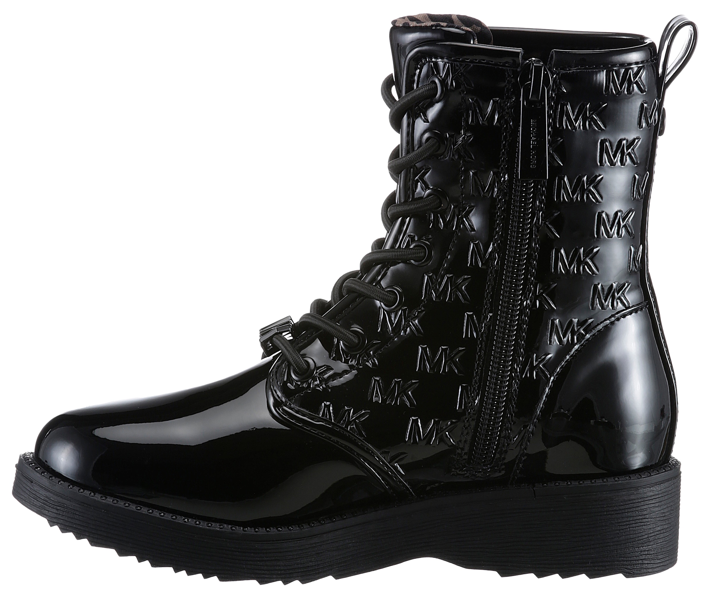 MICHAEL KORS KIDS Schnürboots »HASKELL MK FACET«, Chunky Boos, Stiefelette, Lackschuh mit gestepptem Schaft