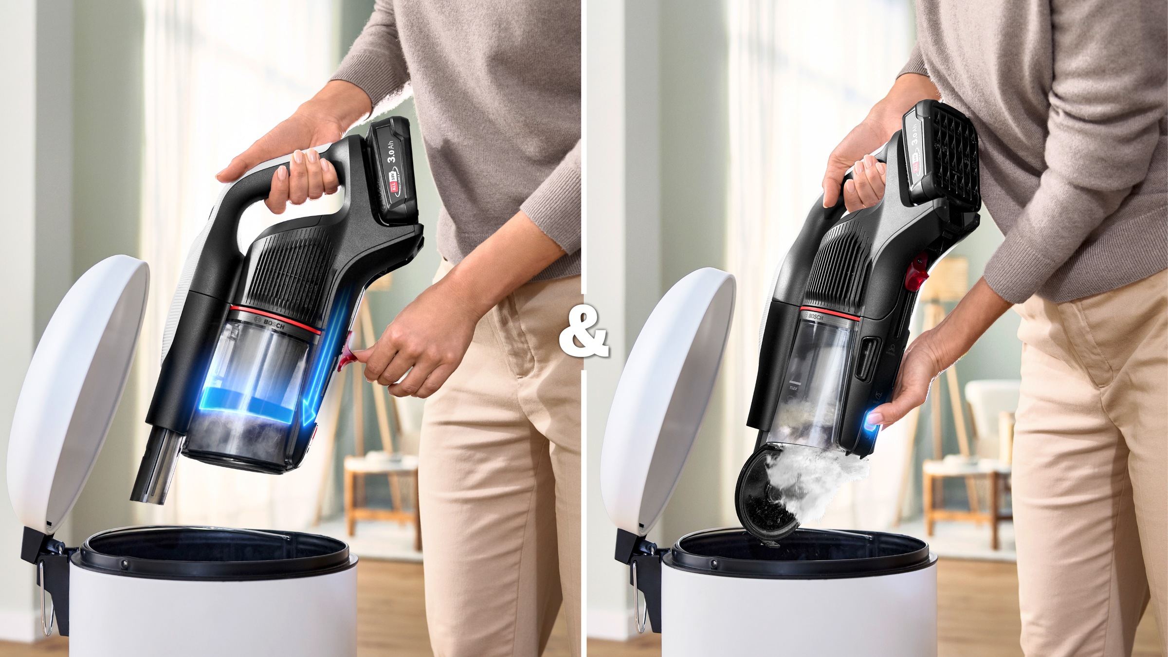 BOSCH Akku-Stielstaubsauger »Unlimited 9 BKS931BA, MicroClean™ Technology, LED-Licht,«, HEPA-Filtersystem, 10 Jahre Motorgarantie, Staubkomprimierung, weiß