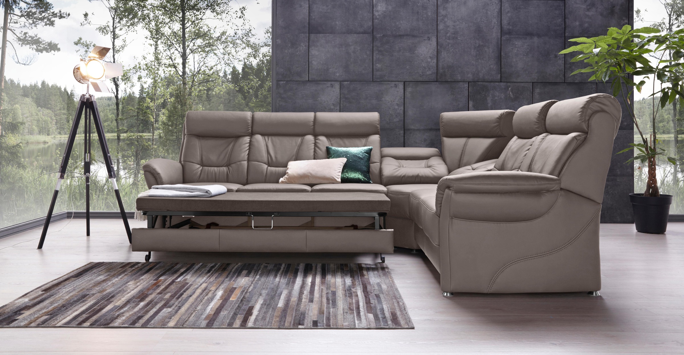 Places of Style Ecksofa »Sardinien L-Form«, mit Kopfteilverstellung, wahlweise mit Bettfunktion