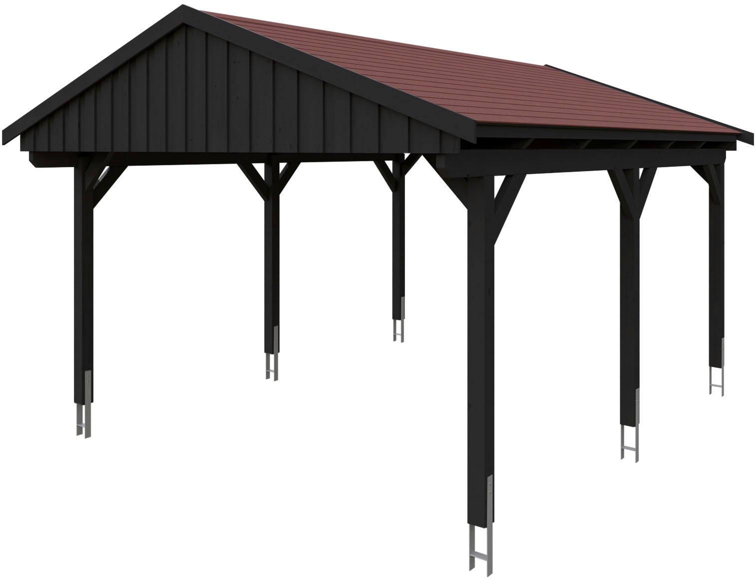 Skanholz Einzelcarport "Fichtelberg" Leimholz 379 cm Anthrazit