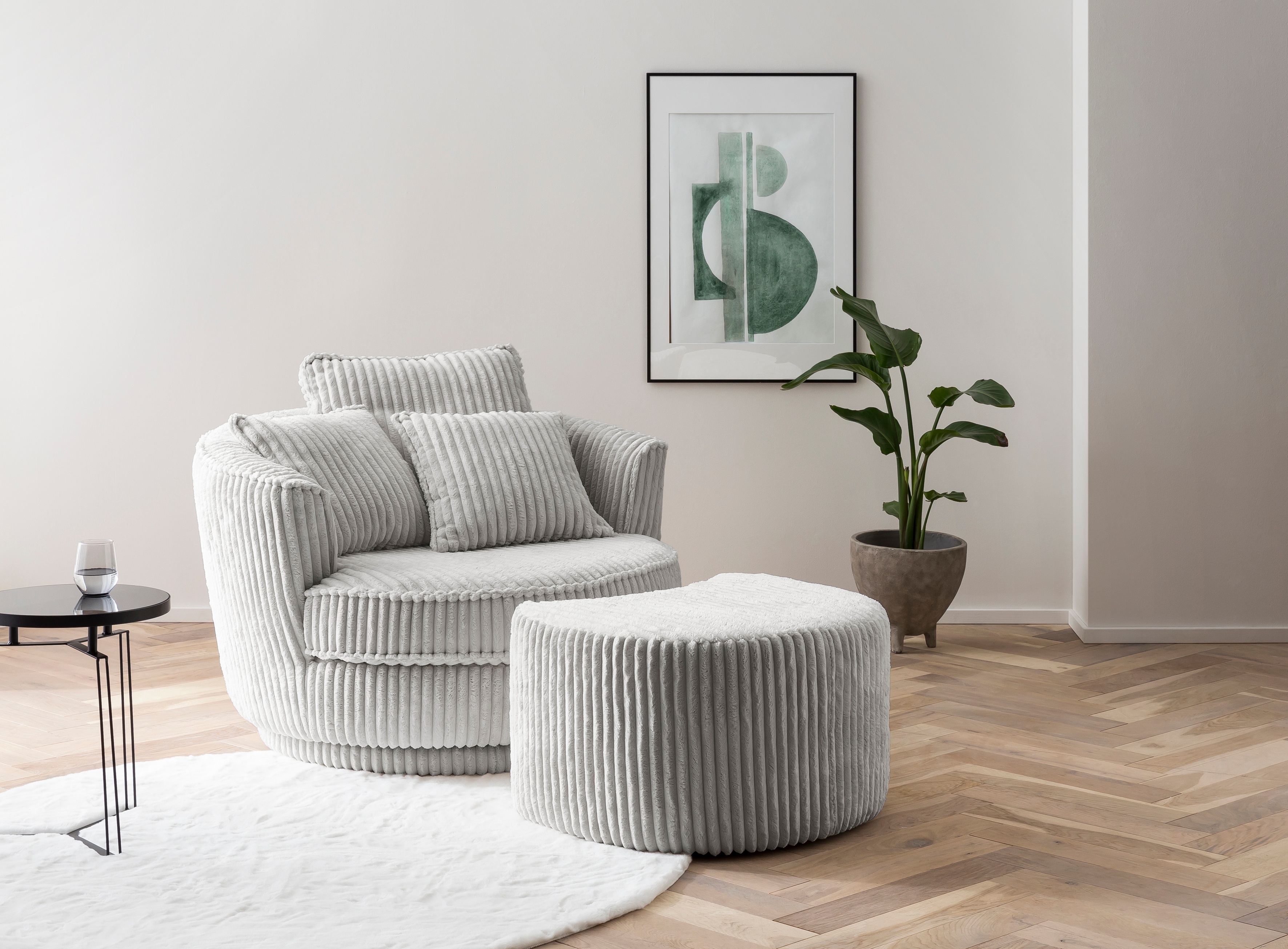 Home affaire Hocker "MAISIE Cord, passende Ergänzung Big-Drehsessel" in 3 Farben