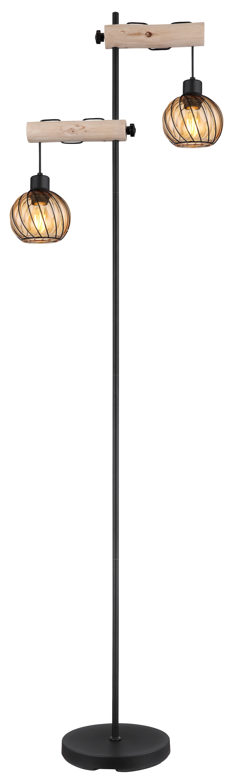 GLOBO LIGHTING Stehlampe »PAULO«, Leuchtmittel E27 | ohne Leuchtmittel, Stehlampe/Holz/Glas amber/Wohnzimmer/Schlafzimmer