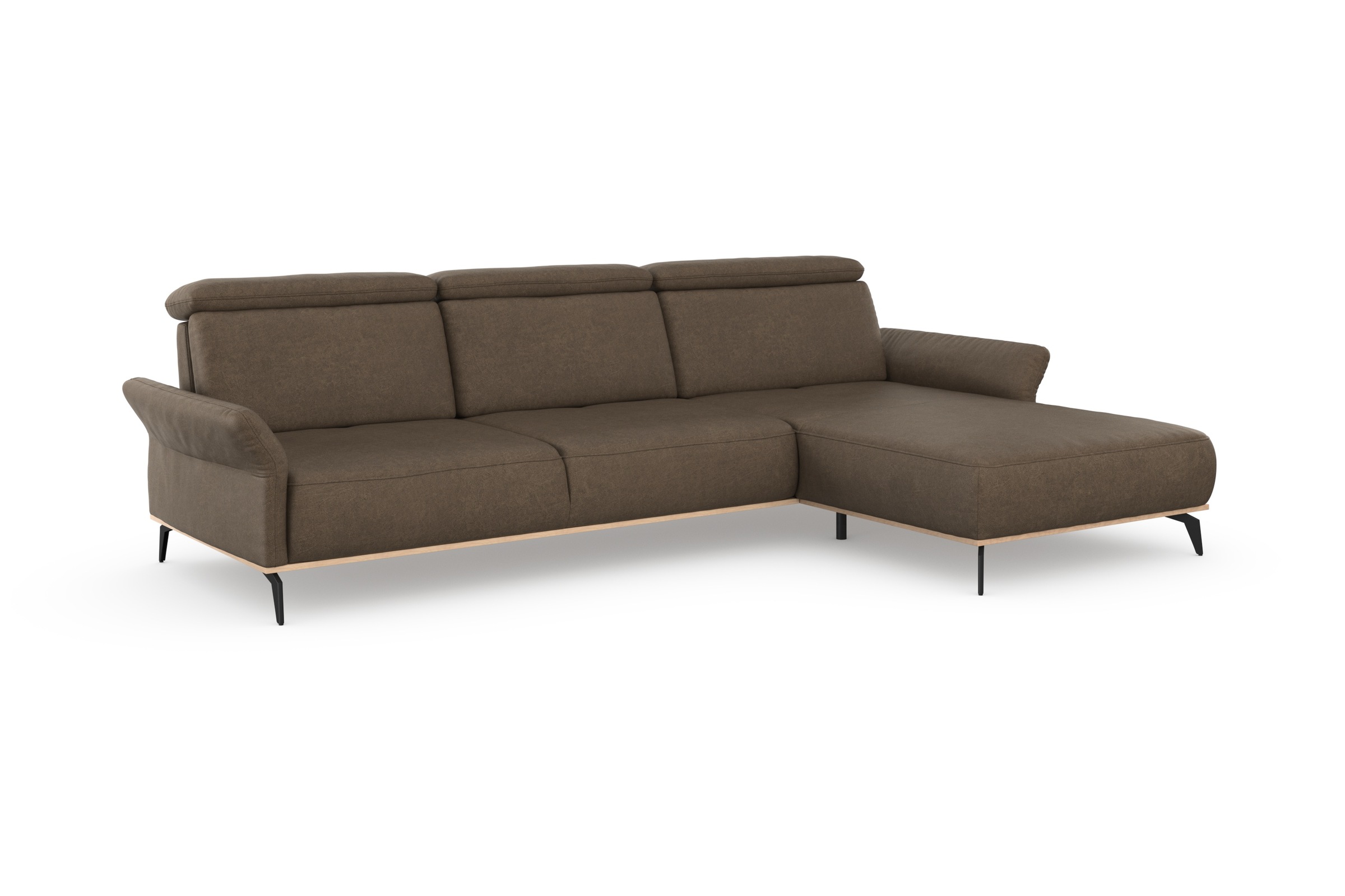 Ecksofa HOME AFFAIRE "Fjord L-Form", braun (coffee), B:324cm H:93cm T:184cm, 100% Polyester, Sofas, Ecksofa, massiv, wahlweise mit Armlehnfunktion, Kopf- Sitztiefenverstellung 10