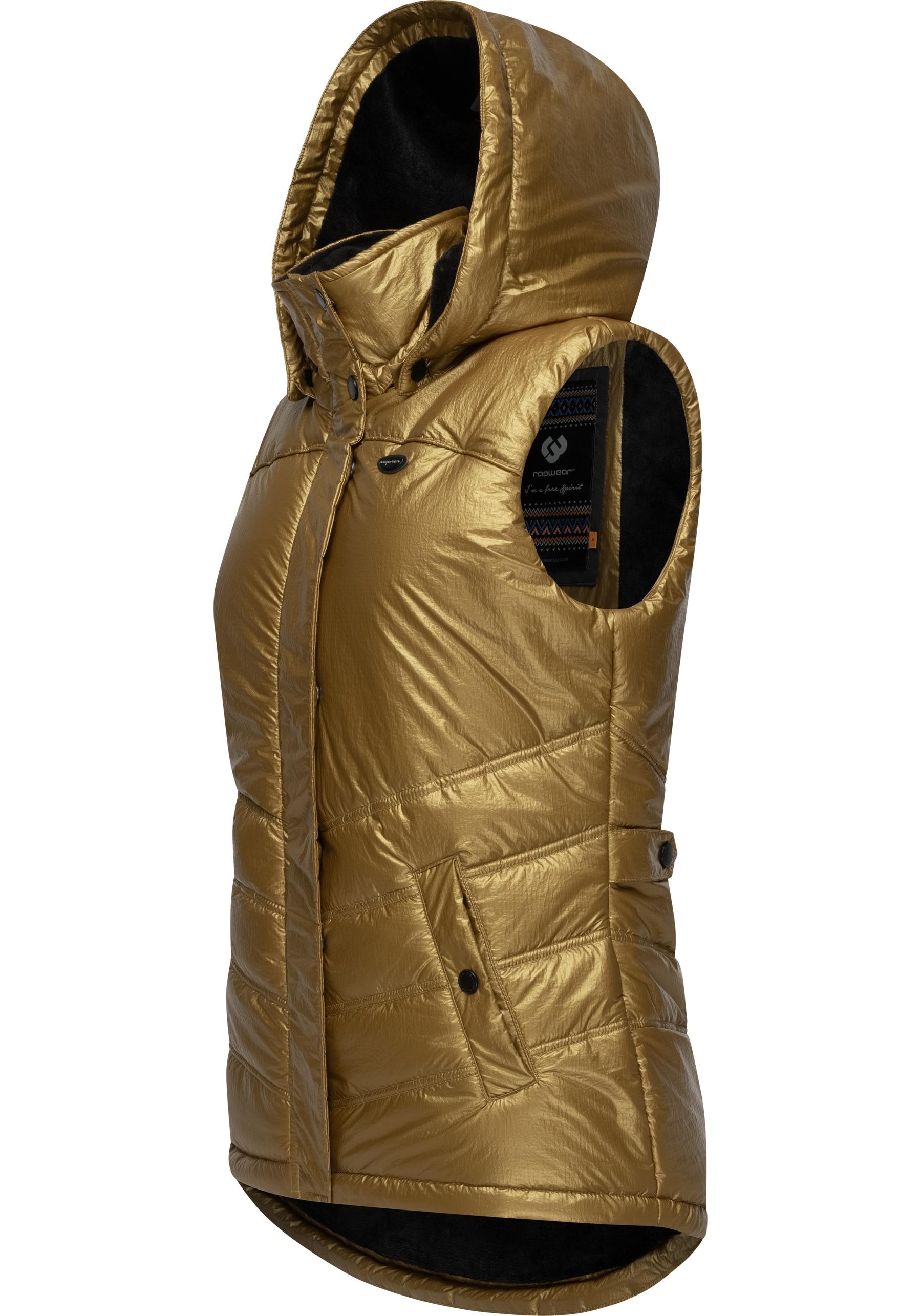 Ragwear Steppweste »Hesty Bling«, Wasserdichte Outdoor-Weste mit abnehmbarer Kapuze