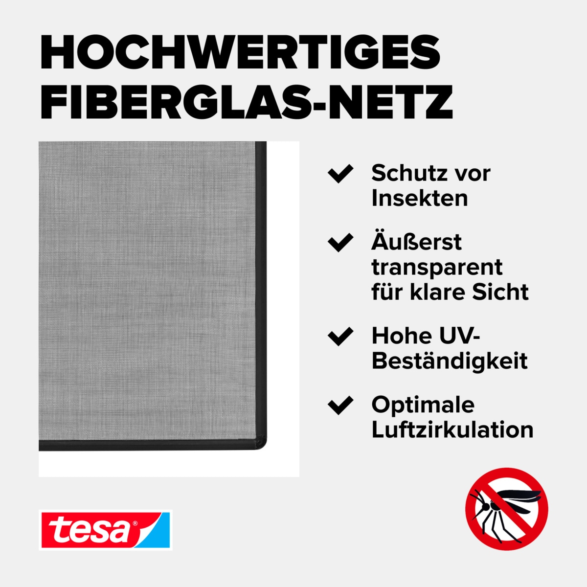 tesa Insektenschutz-Fensterrahmen »Insect Stop Anklipsrahmen - Fliegengitter für Fenster«, Selbstklebende Halteklips, zuschneidbarer Rahmen, ohne Bohren