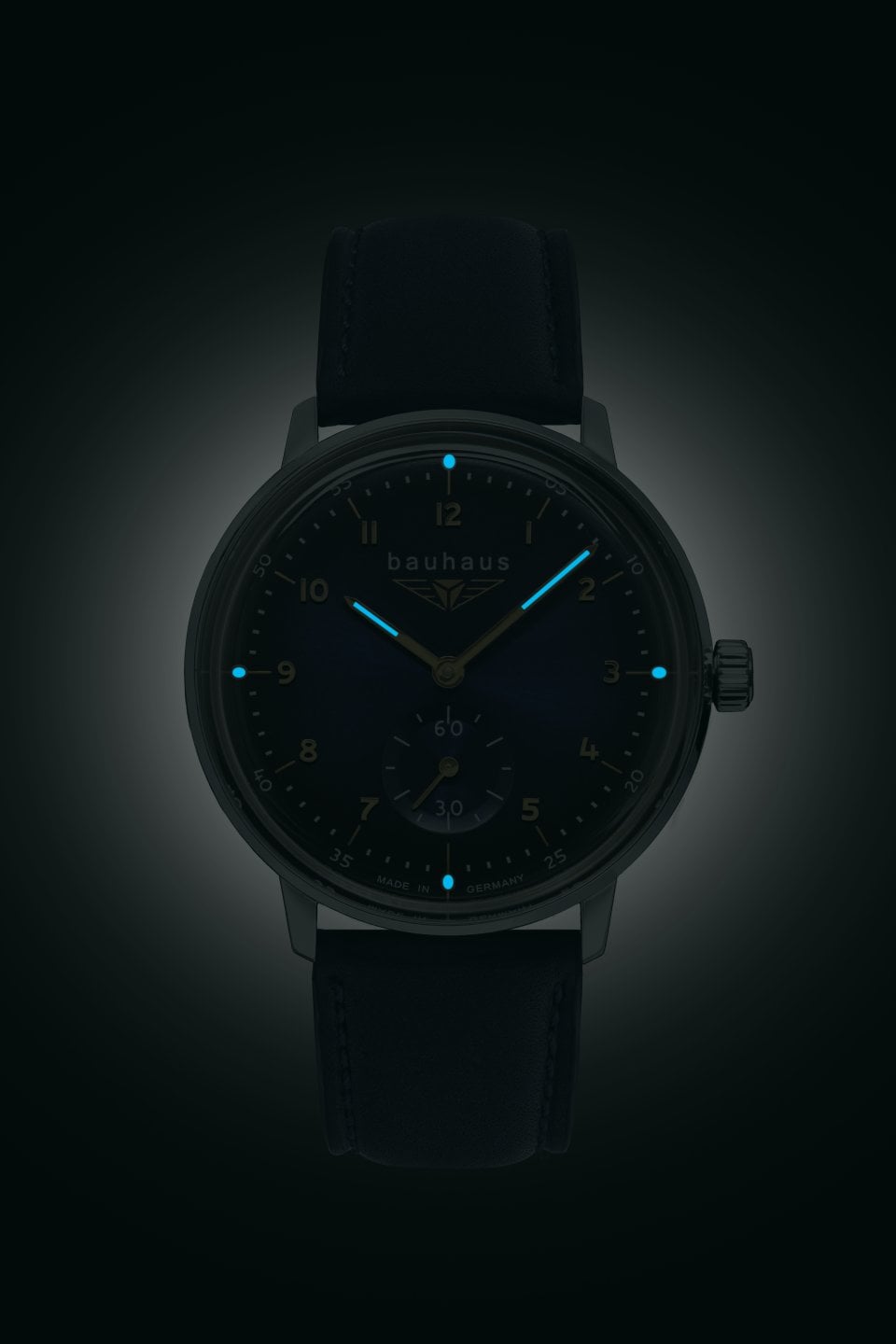 bauhaus Quarzuhr, Armbanduhr, Damenuhr, Datum, Leuchtzeiger, Lederband, Made in Germany